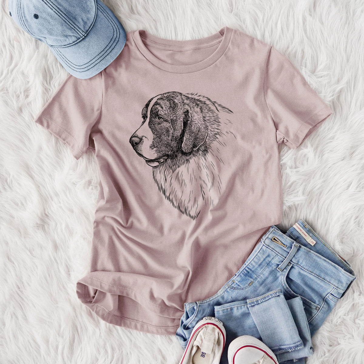 Bare Magnus the Pyrenean Mastiff - Women's Lightweight Relaxed Fit 100% Cotton Crewneck