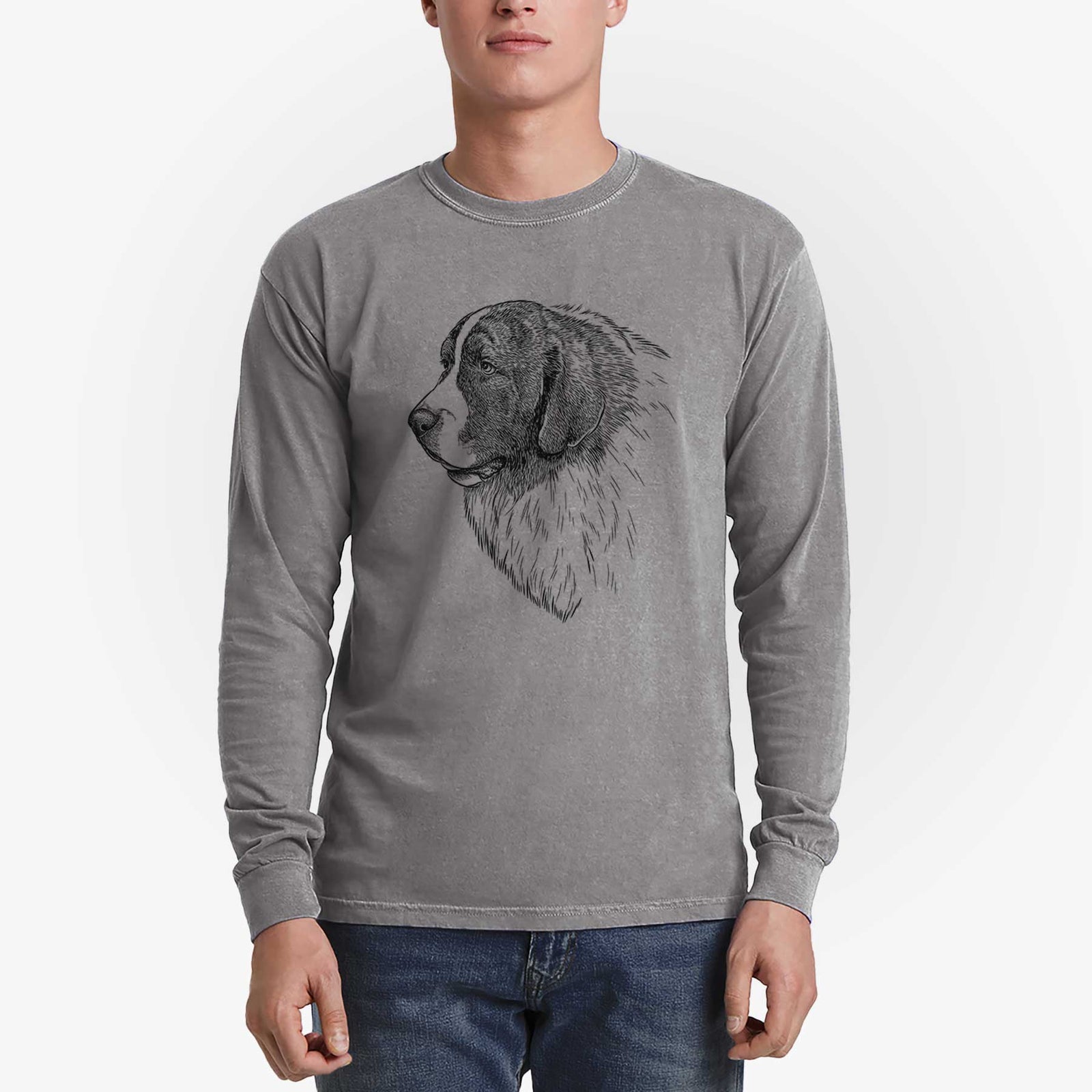 Bare Magnus the Pyrenean Mastiff - Men's Heavyweight 100% Cotton Long Sleeve