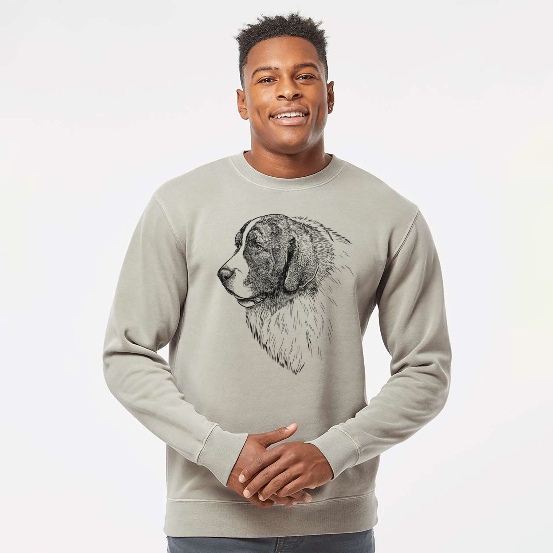 Bare Magnus the Pyrenean Mastiff - Unisex Pigment Dyed Crew Sweatshirt