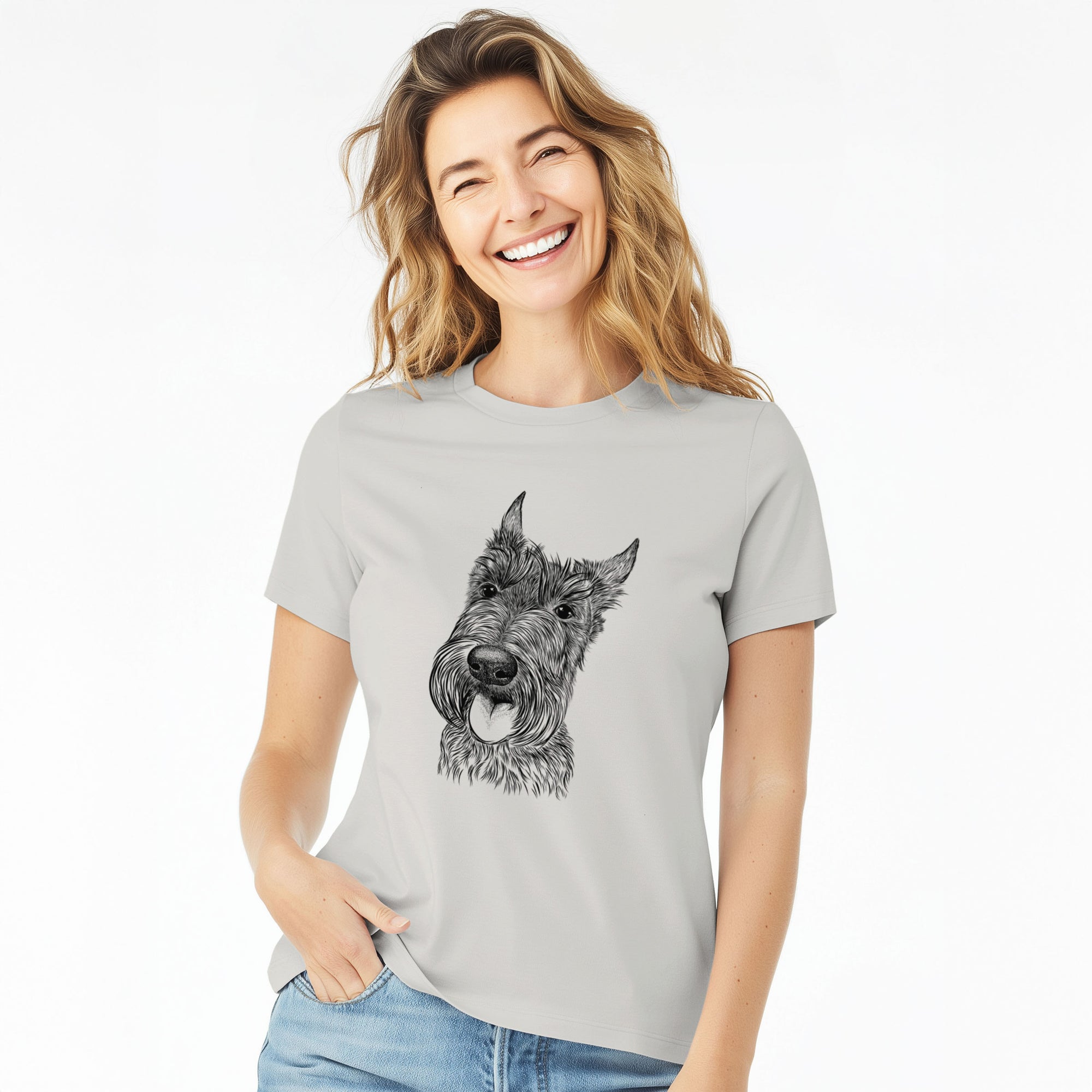 Bare Magnus the Scottish Terrier - Women's Lightweight Relaxed Fit 100% Cotton Crewneck