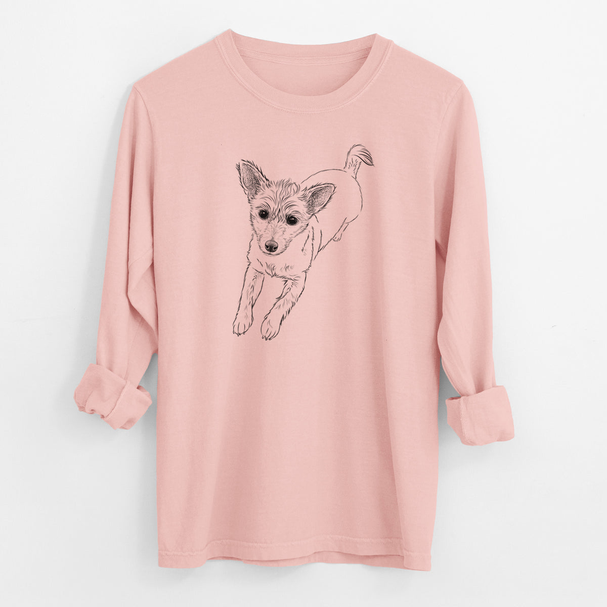 Bare Maisie the Terrier Mix - Men's Heavyweight 100% Cotton Long Sleeve