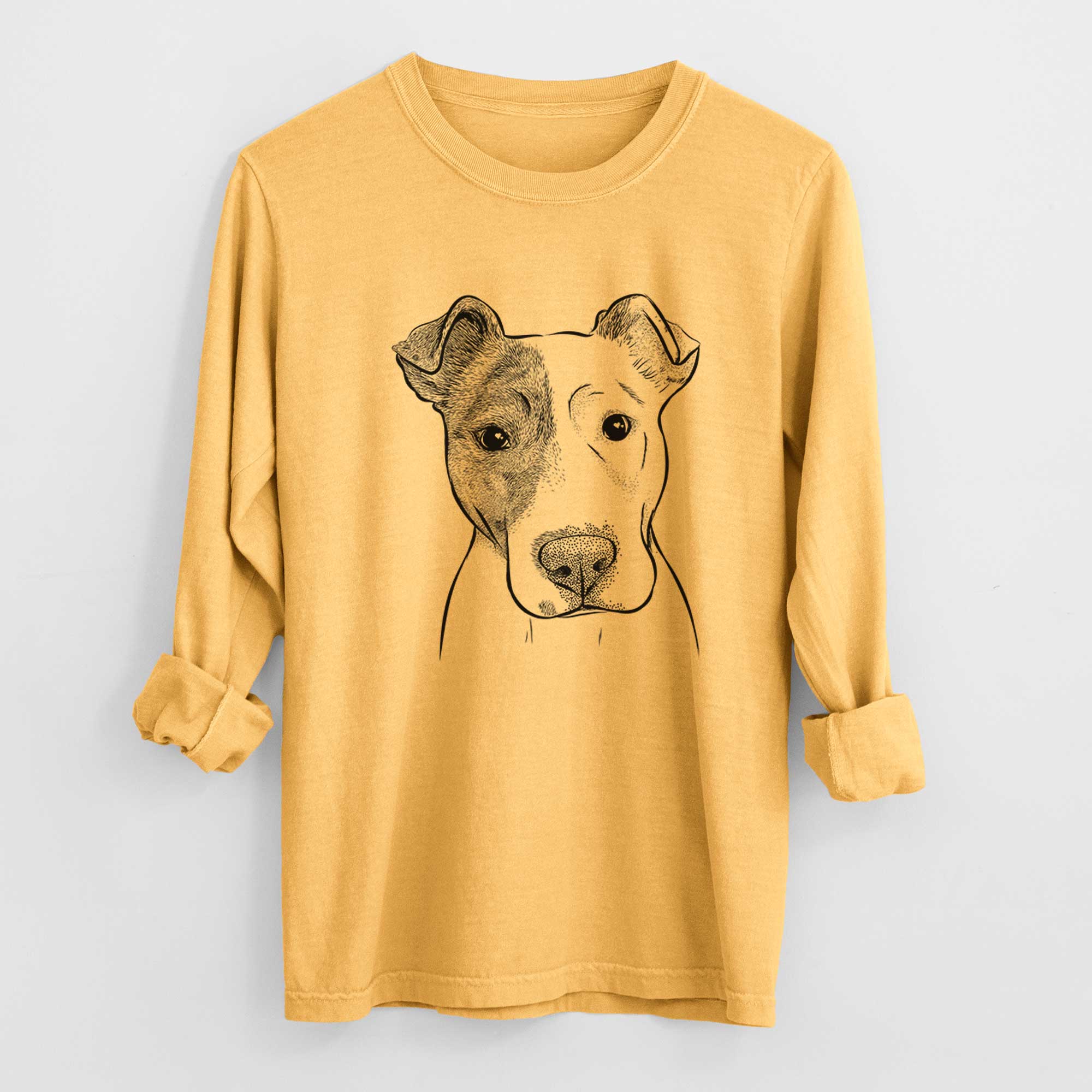 Bare Manchi the Pitbull Mix - Men's Heavyweight 100% Cotton Long Sleeve