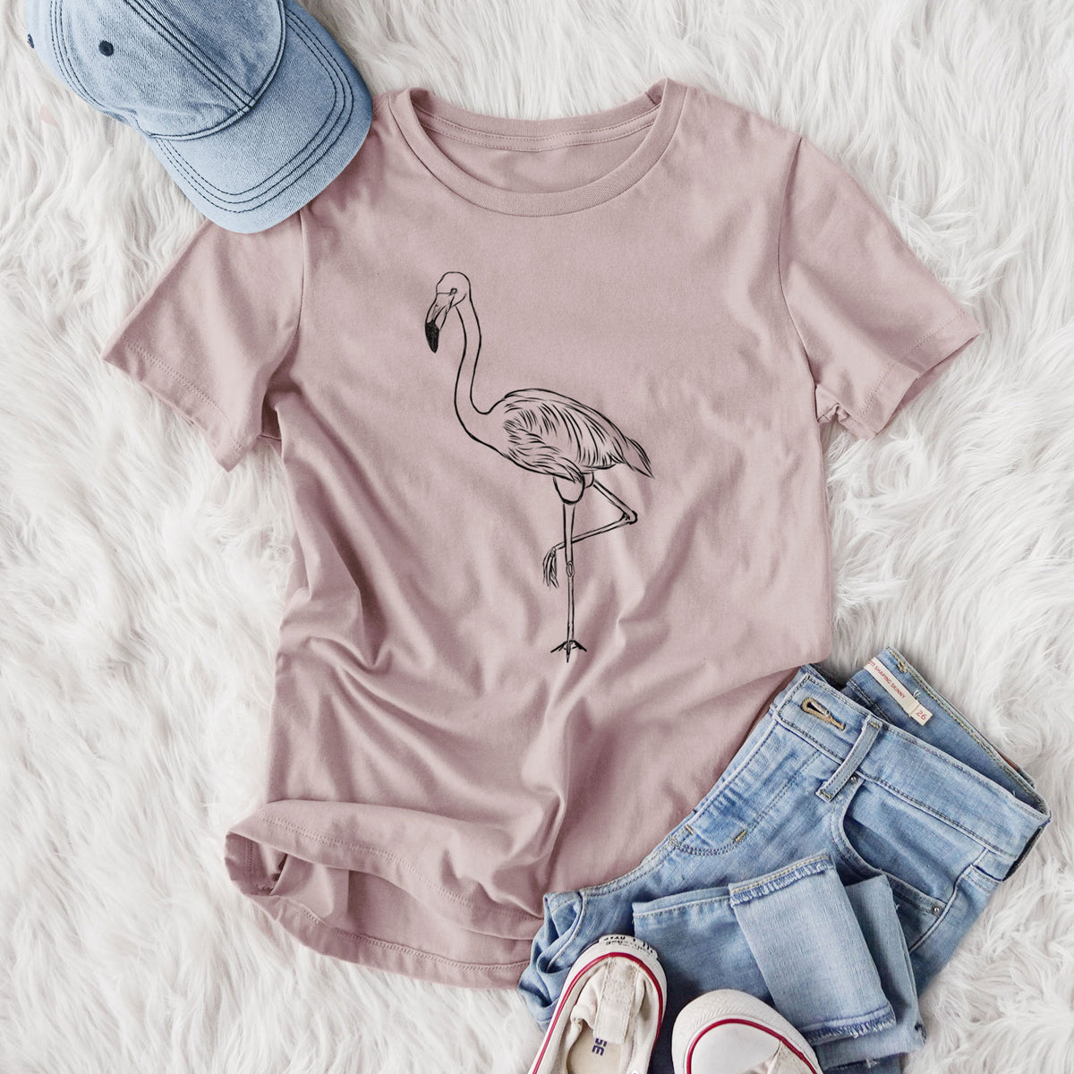 Bare Mango the Flamingo - Women's Lightweight Relaxed Fit 100% Cotton Crewneck