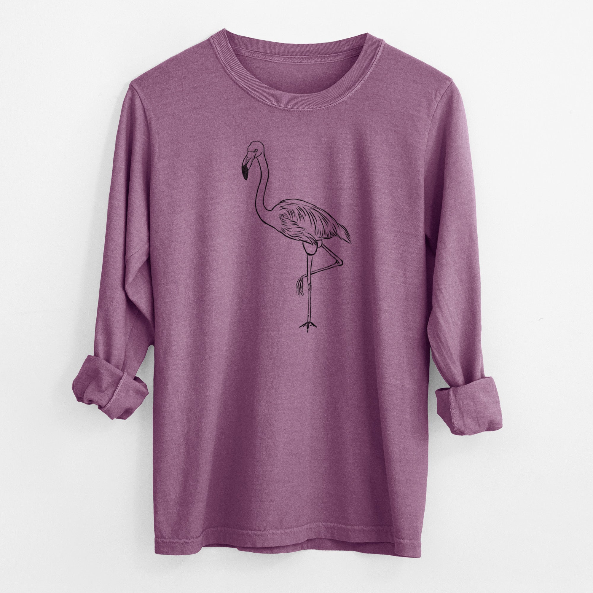 Bare Mango the Flamingo - Men's Heavyweight 100% Cotton Long Sleeve