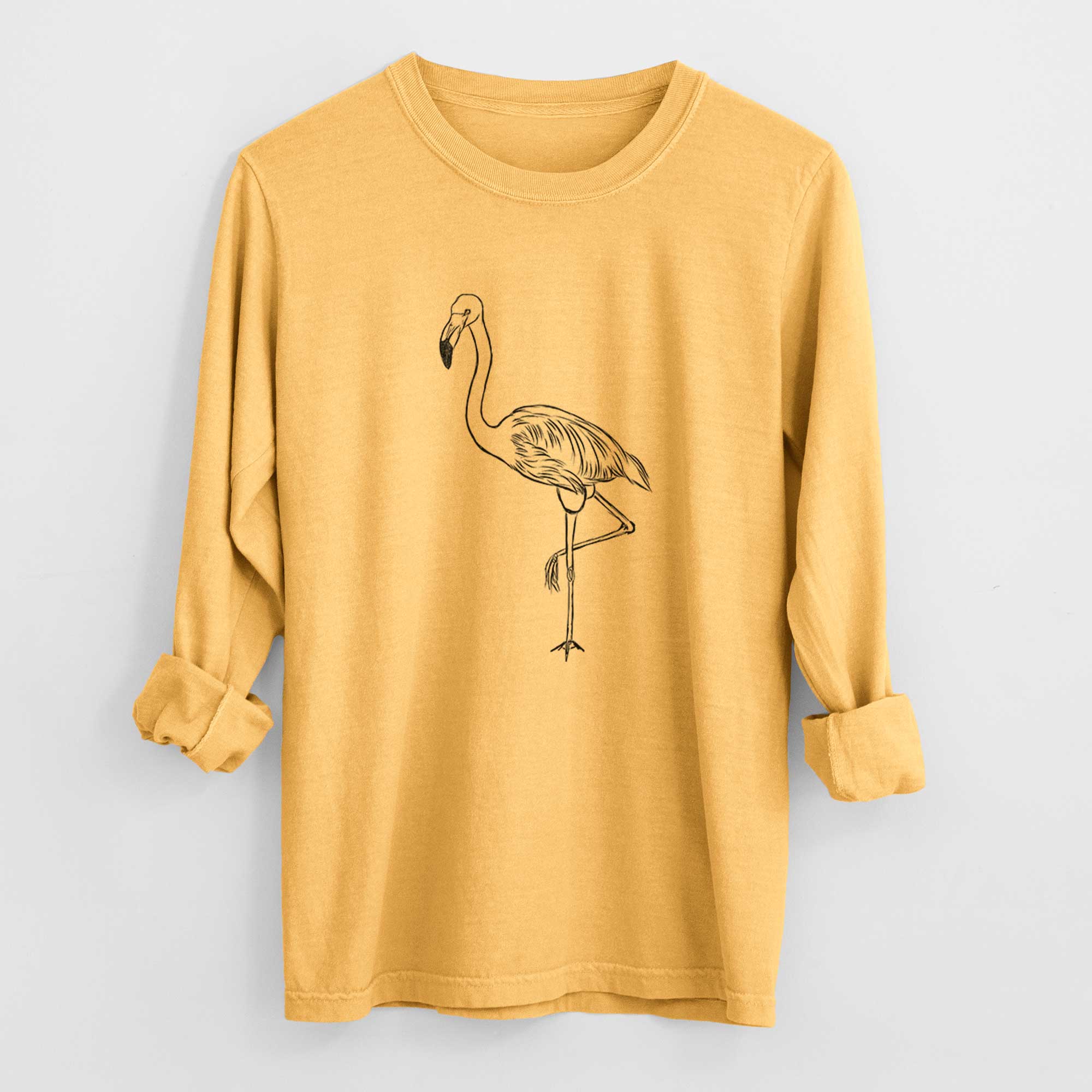 Bare Mango the Flamingo - Men's Heavyweight 100% Cotton Long Sleeve