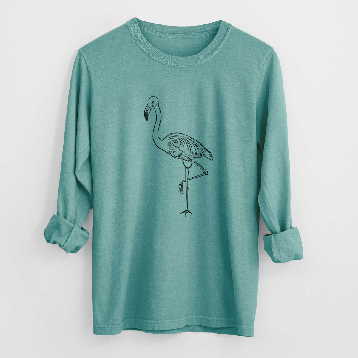 Bare Mango the Flamingo - Men&#39;s Heavyweight 100% Cotton Long Sleeve