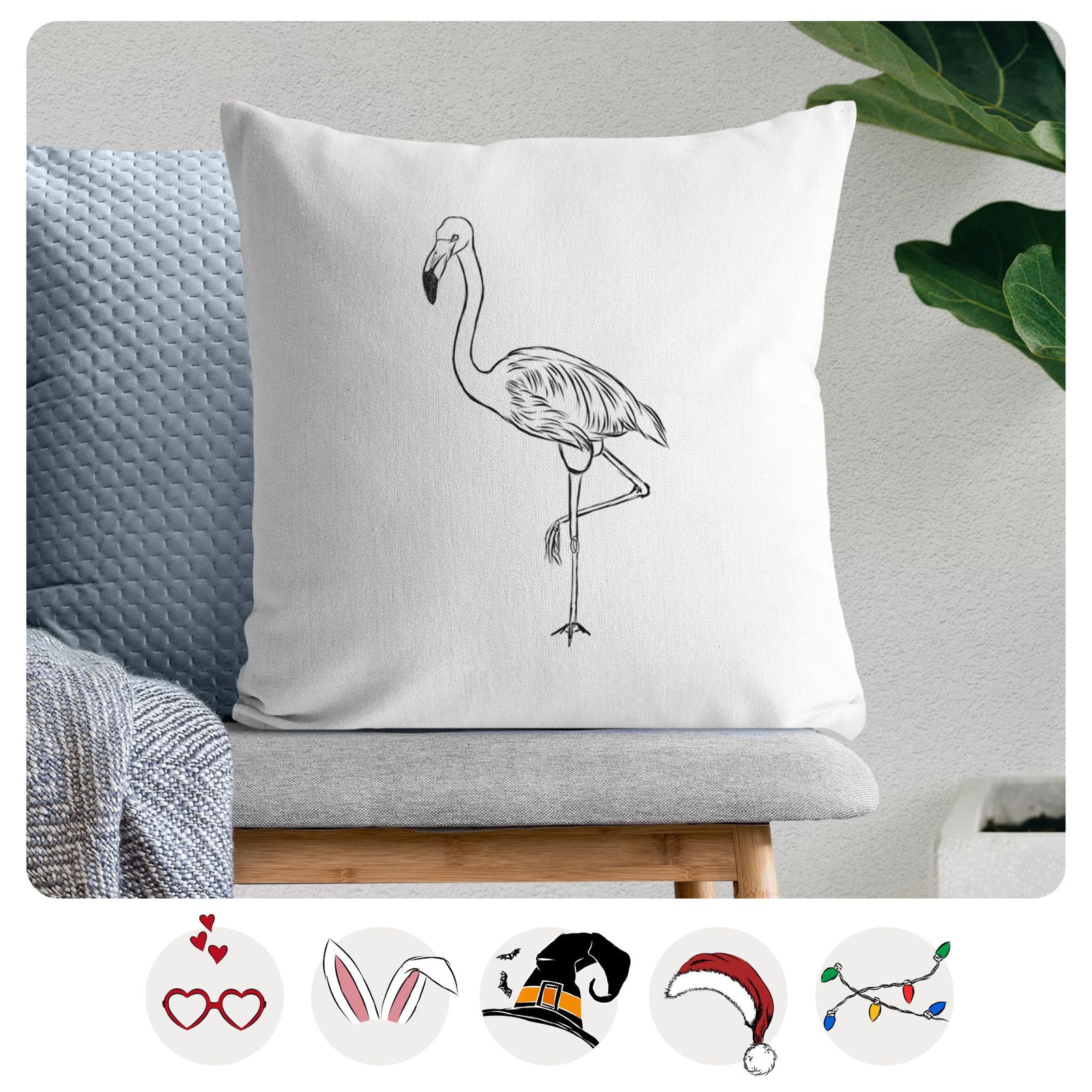 Mango the Flamingo - Throw Pillow Cover