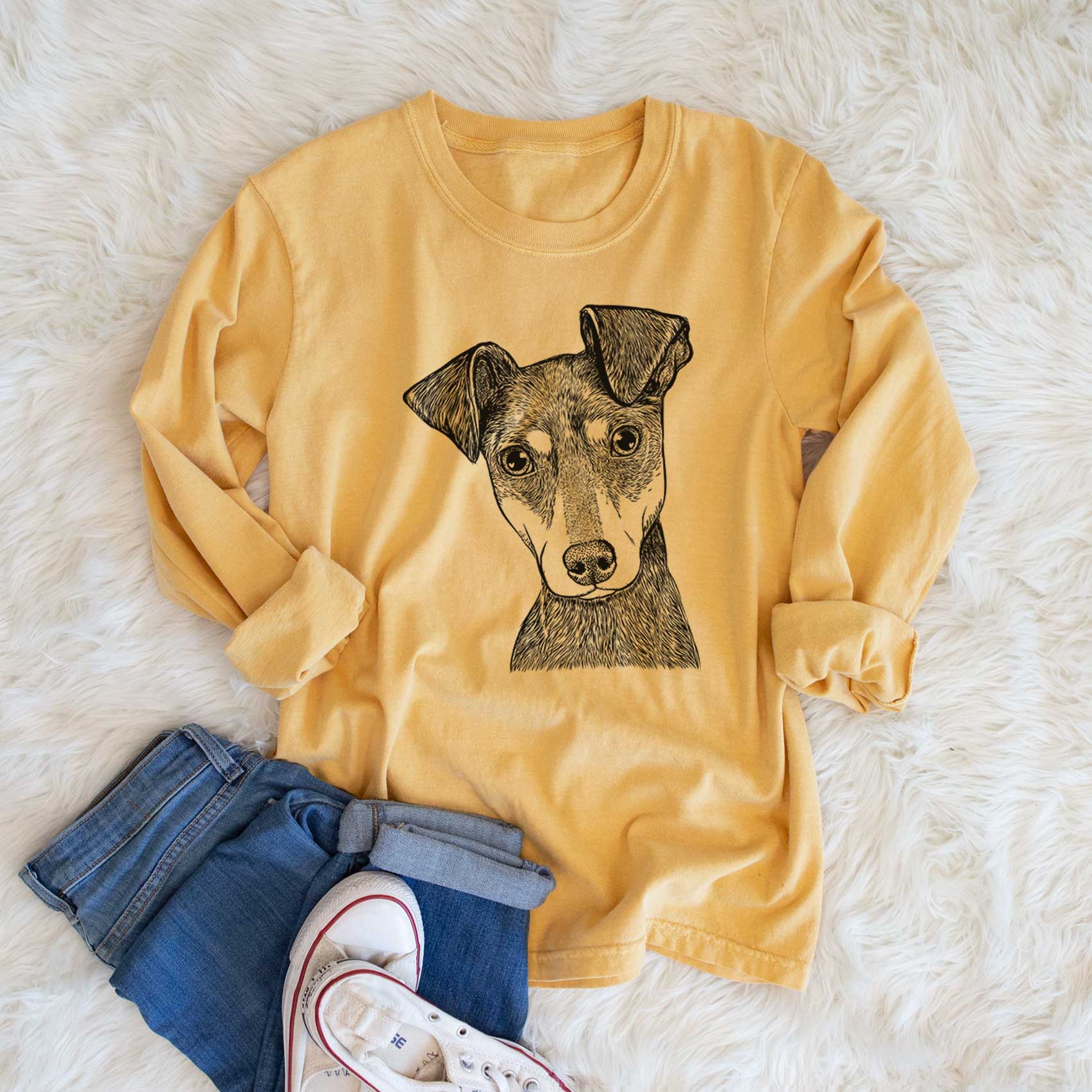 Bare Manny the Manchester Terrier - Men's Heavyweight 100% Cotton Long Sleeve