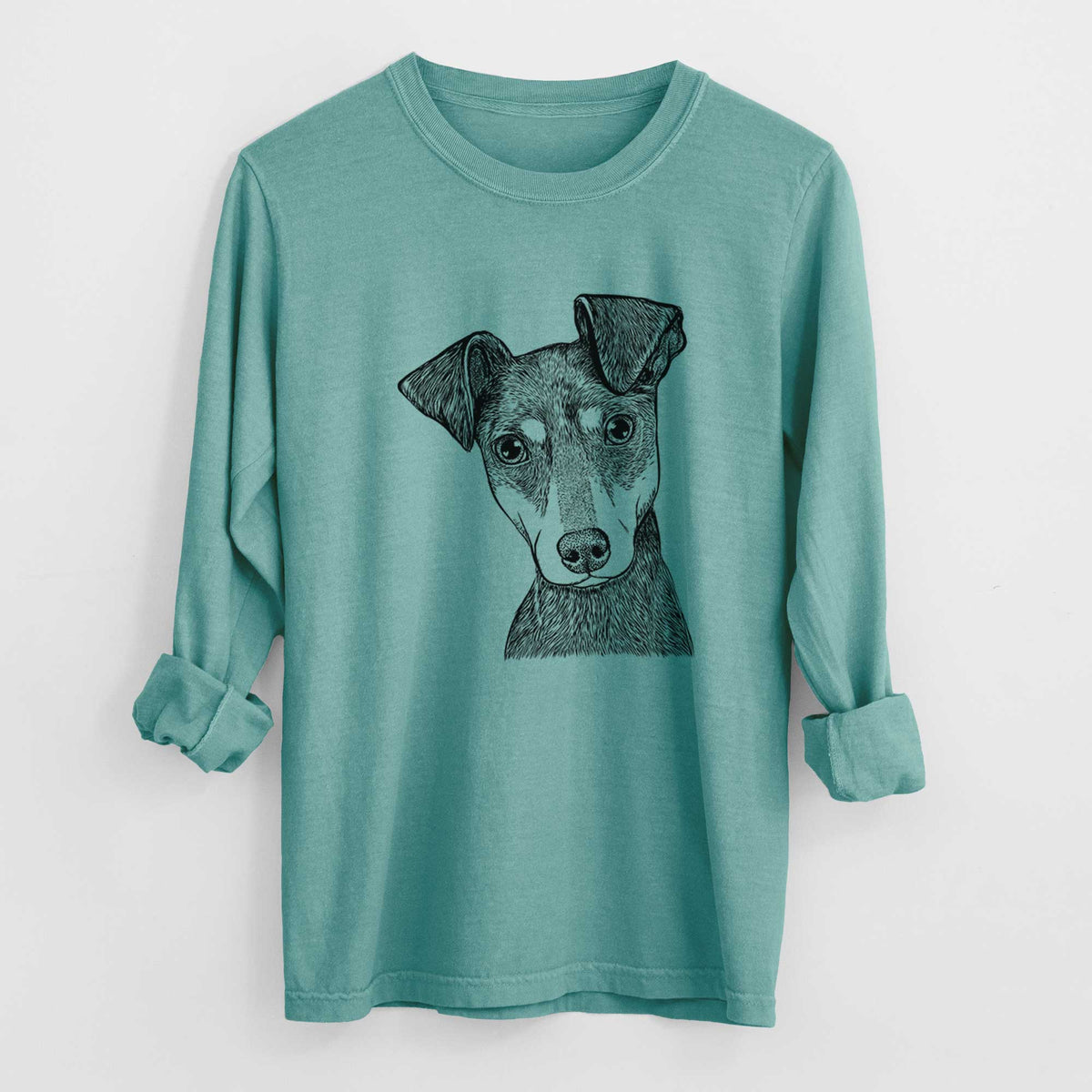 Bare Manny the Manchester Terrier - Men&#39;s Heavyweight 100% Cotton Long Sleeve