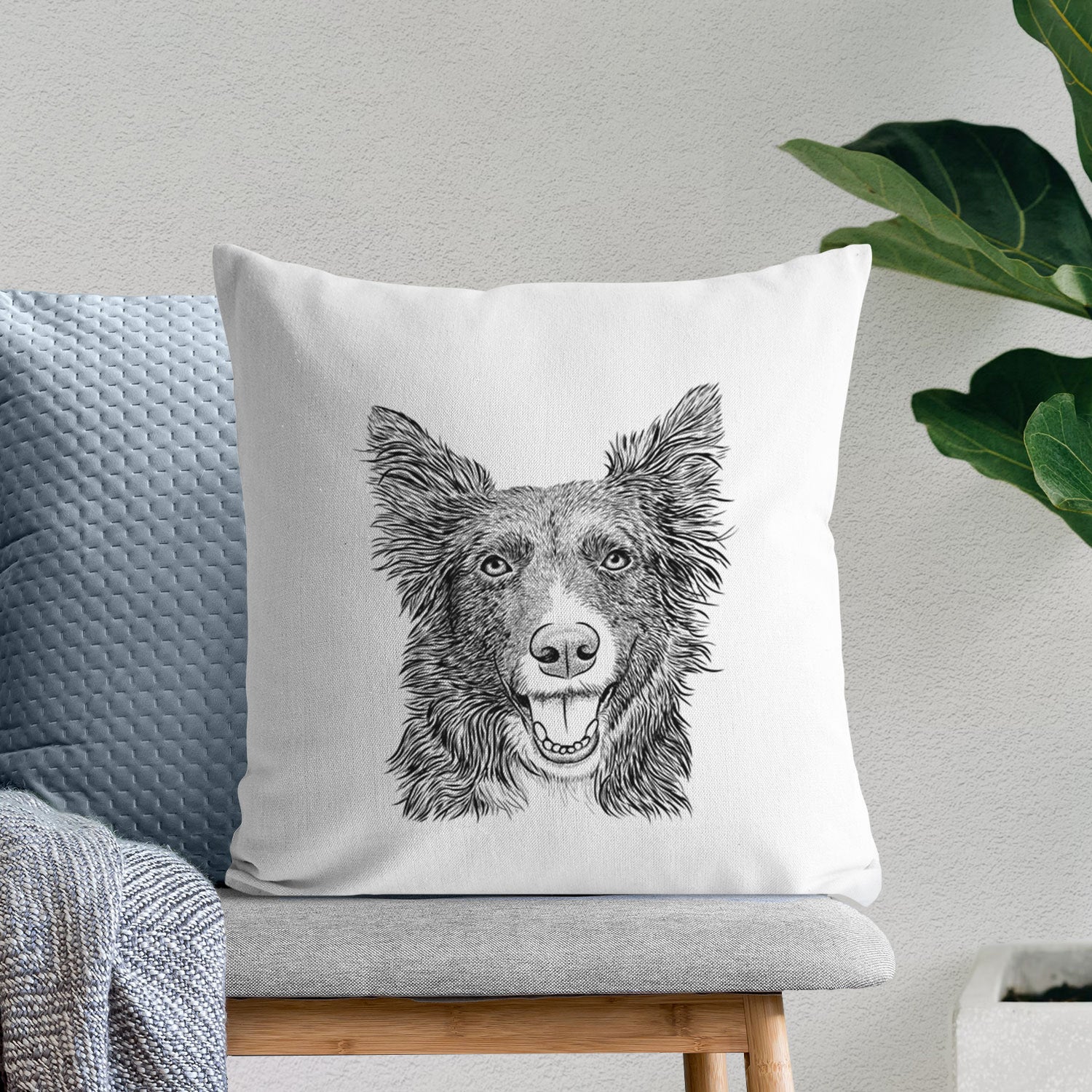 Marti the Border Collie - Throw Pillow Cover