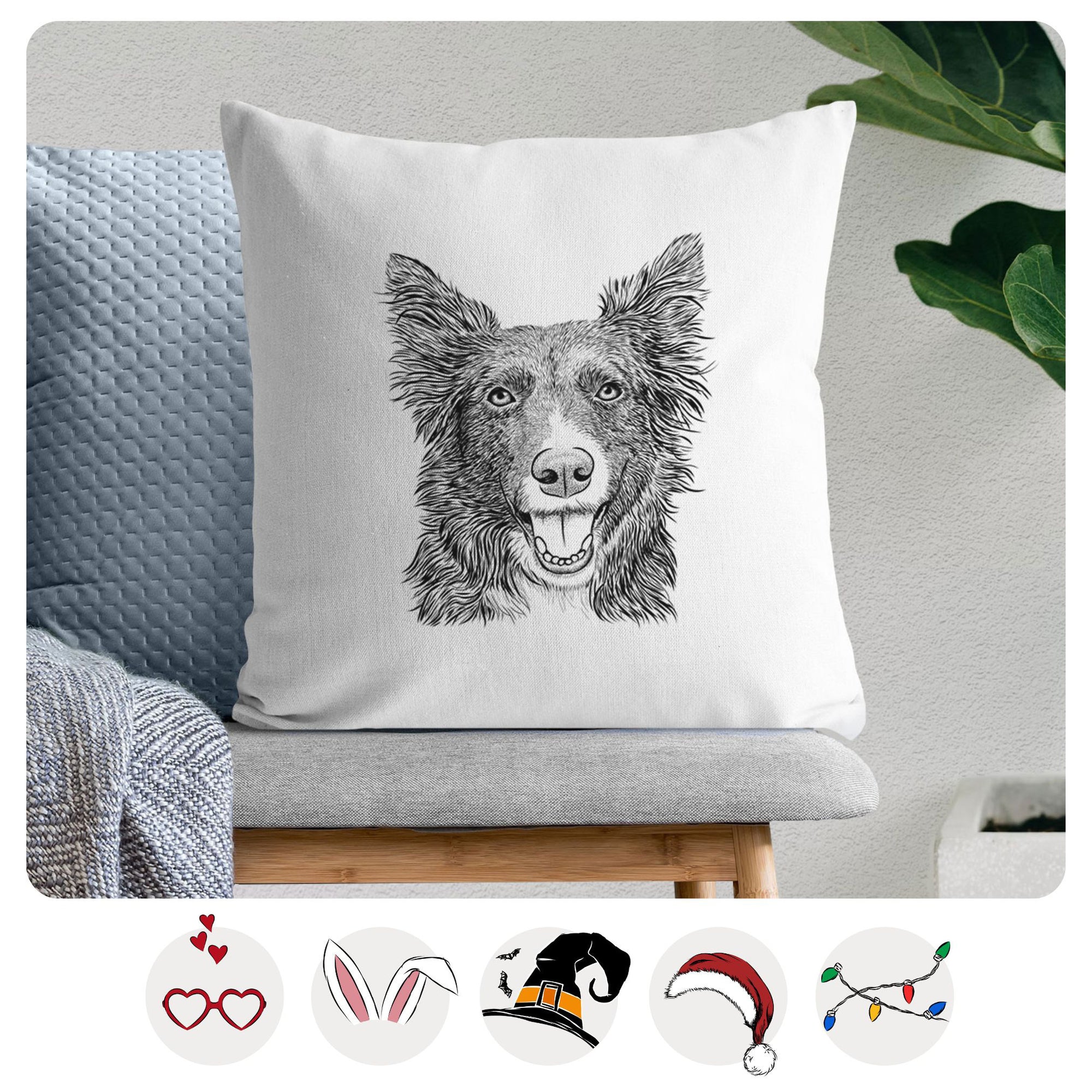 Marti the Border Collie - Throw Pillow Cover
