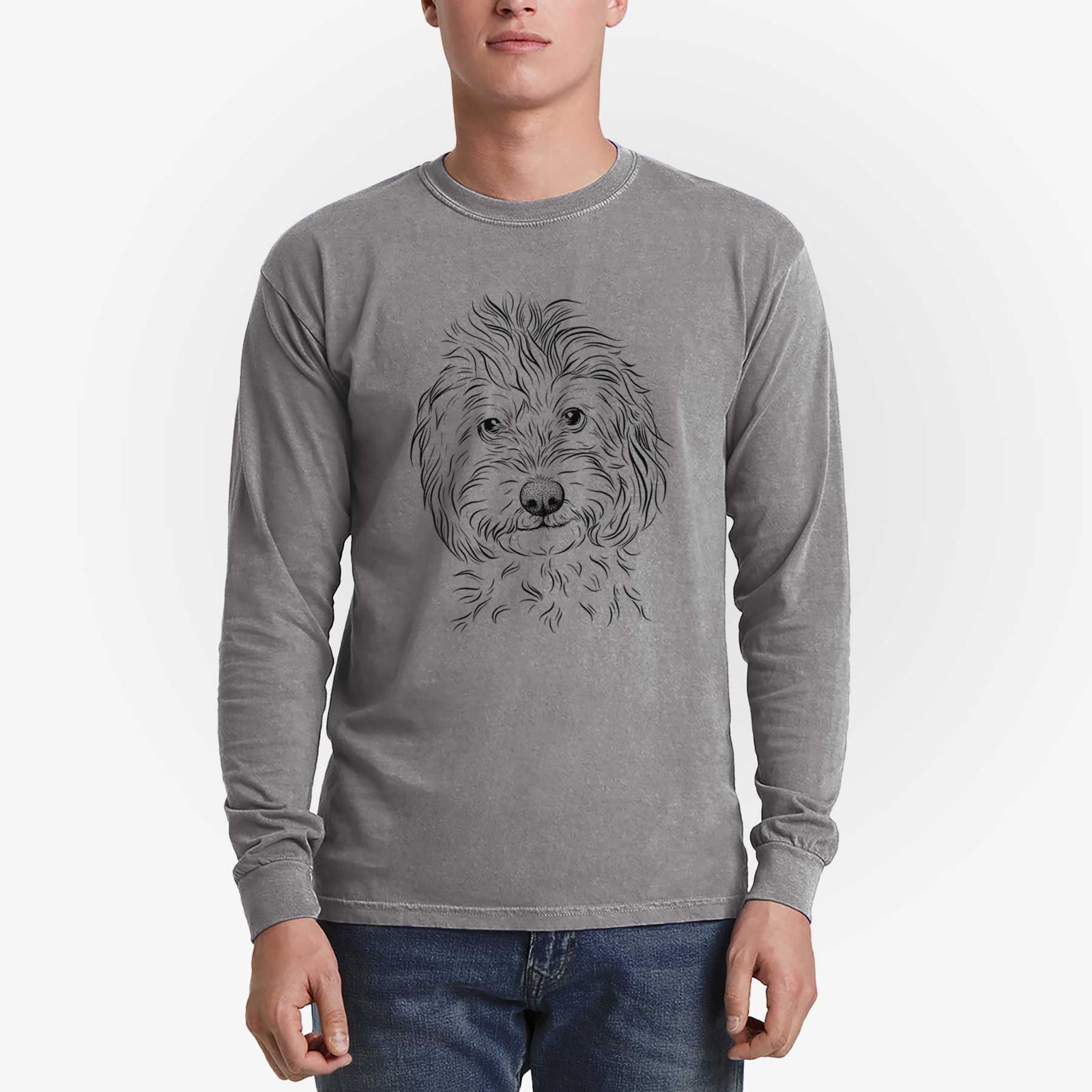 Bare Mason the Cavapoo - Men's Heavyweight 100% Cotton Long Sleeve