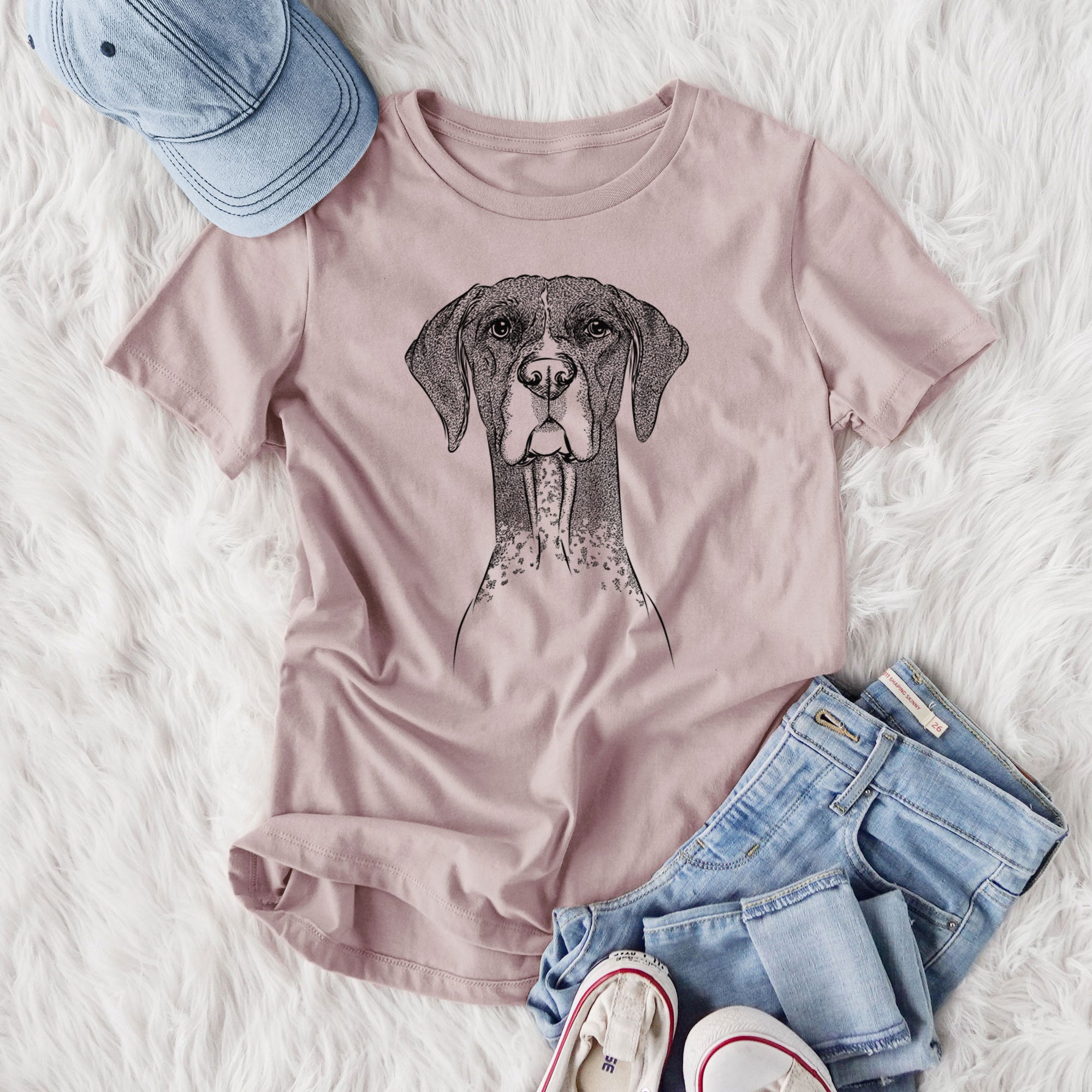 Bare Mattis the German Shorthaired Pointer - Women's Lightweight Relaxed Fit 100% Cotton Crewneck