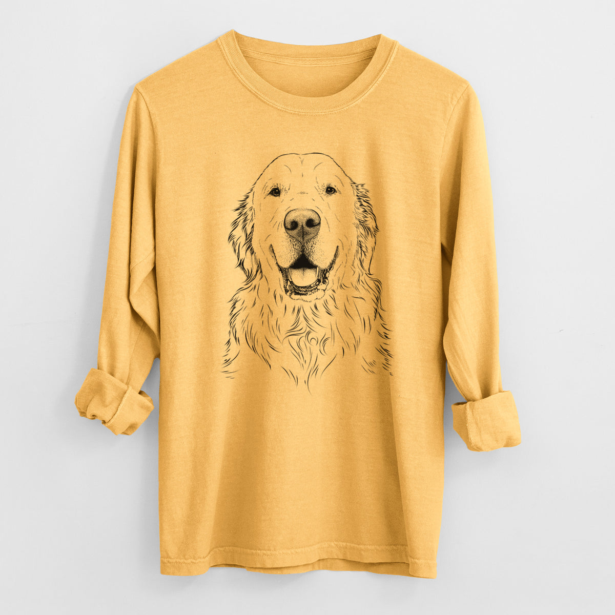 Bare Maximus the Golden Retriever - Men's Heavyweight 100% Cotton Long Sleeve