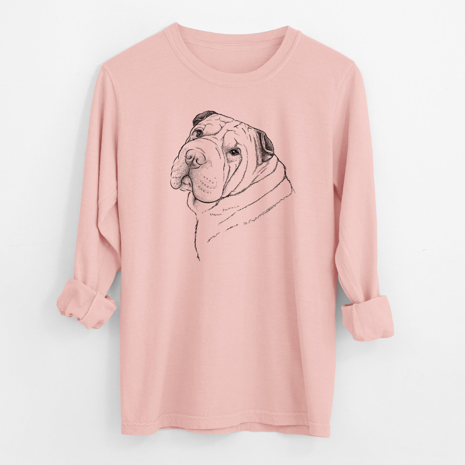 Bare Maximus the Shar Pei - Men's Heavyweight 100% Cotton Long Sleeve