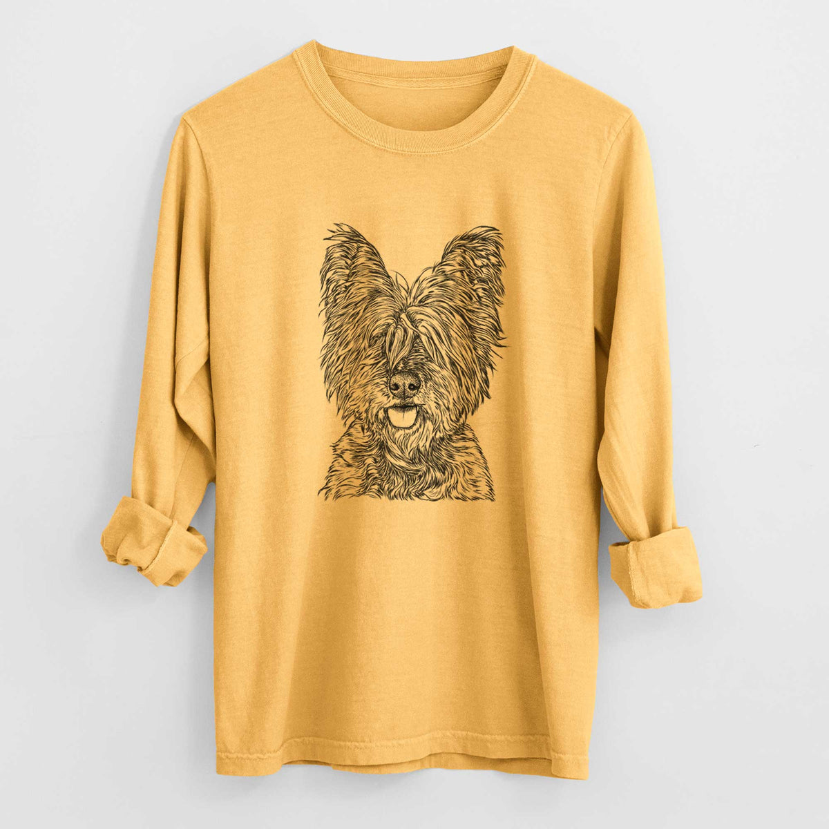 Bare McDuff the Cairn Terrier - Men's Heavyweight 100% Cotton Long Sleeve