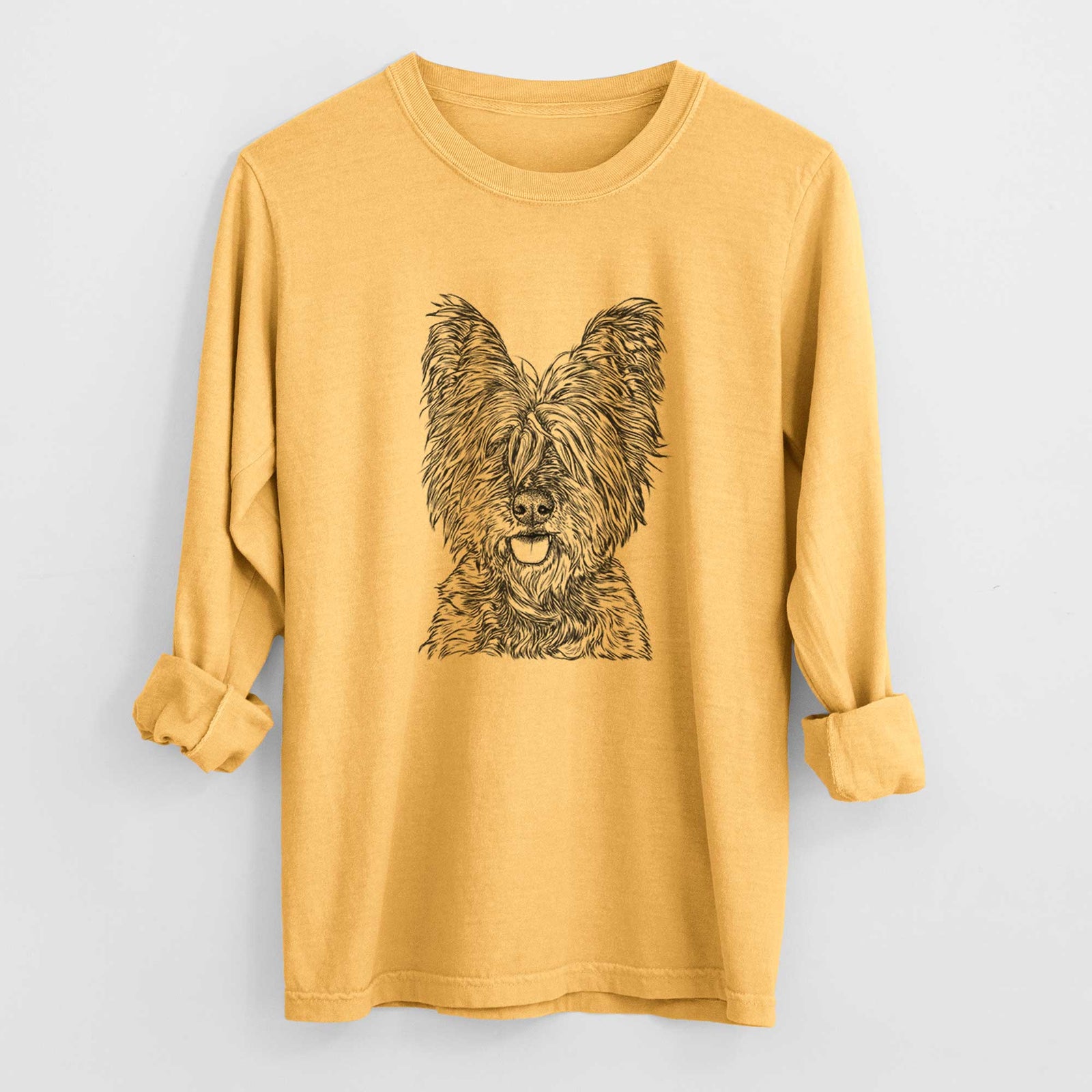 Bare McDuff the Cairn Terrier - Men's Heavyweight 100% Cotton Long Sleeve