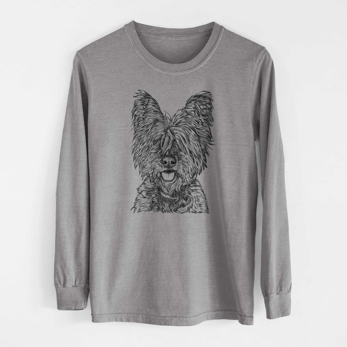 Bare McDuff the Cairn Terrier - Men's Heavyweight 100% Cotton Long Sleeve