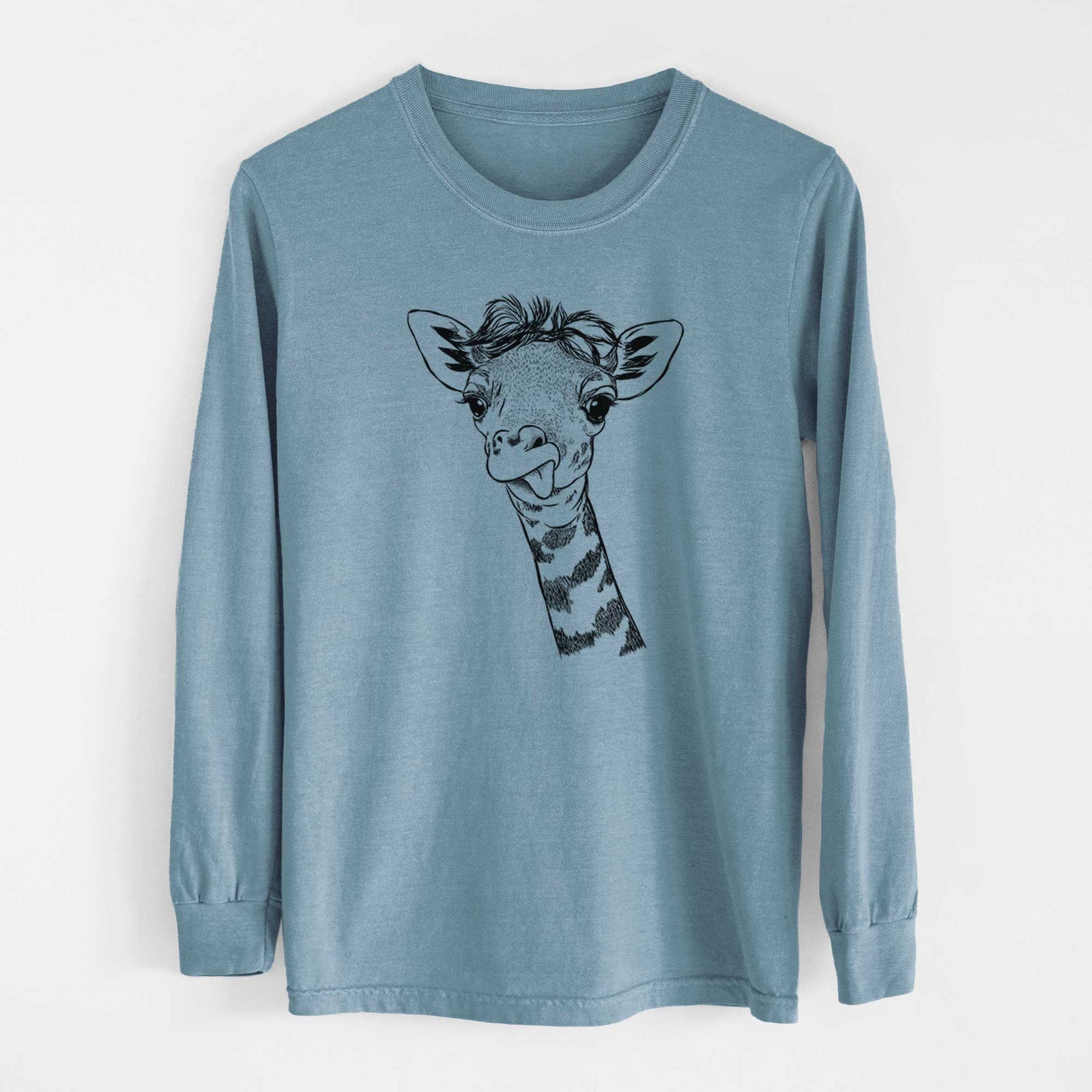 Bare Mel the Baby Giraffe - Men's Heavyweight 100% Cotton Long Sleeve