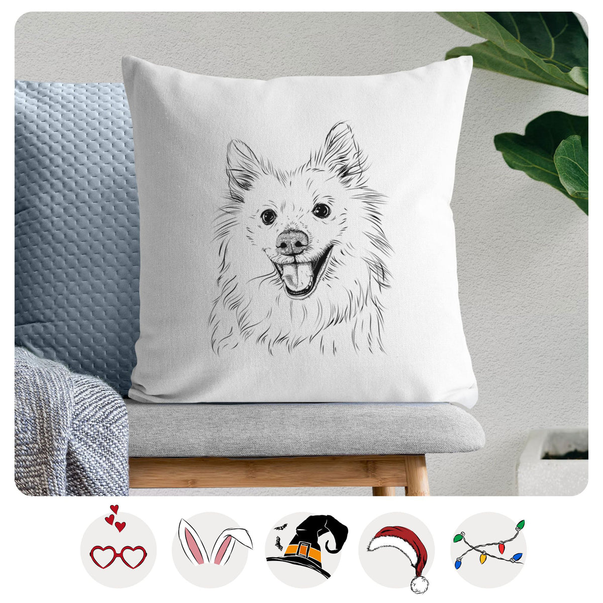 Miki the American Eskimo - Throw Pillow Cover
