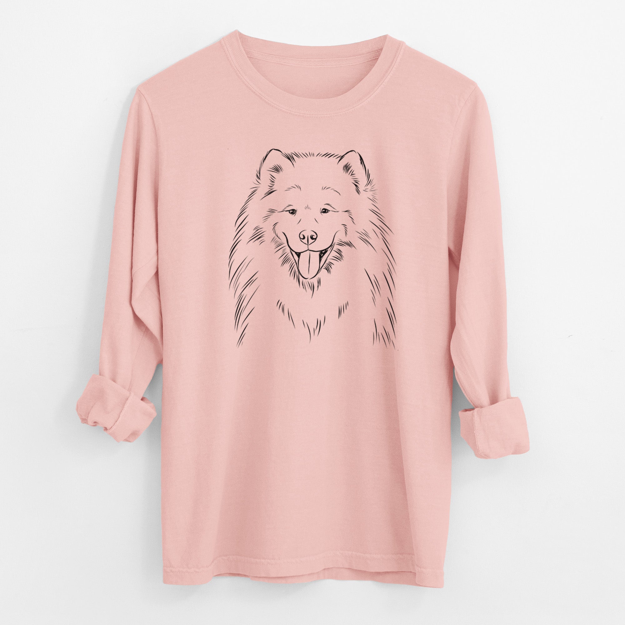 Bare Mikko the Samoyed - Men's Heavyweight 100% Cotton Long Sleeve