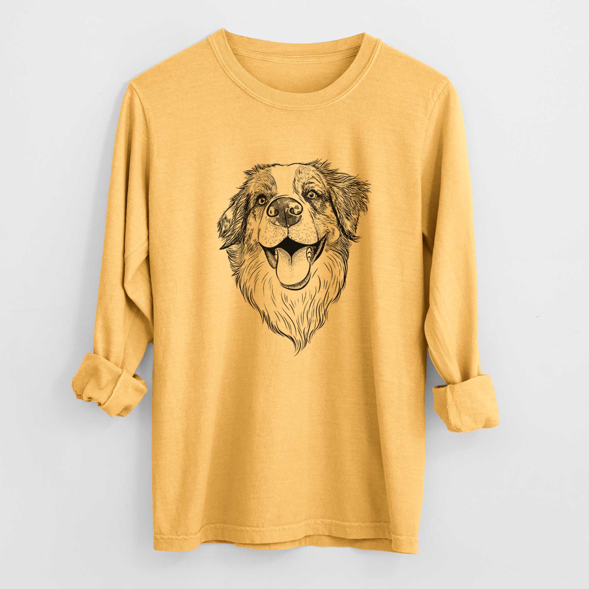 Bare Mila the Australian Shepherd - Men's Heavyweight 100% Cotton Long Sleeve