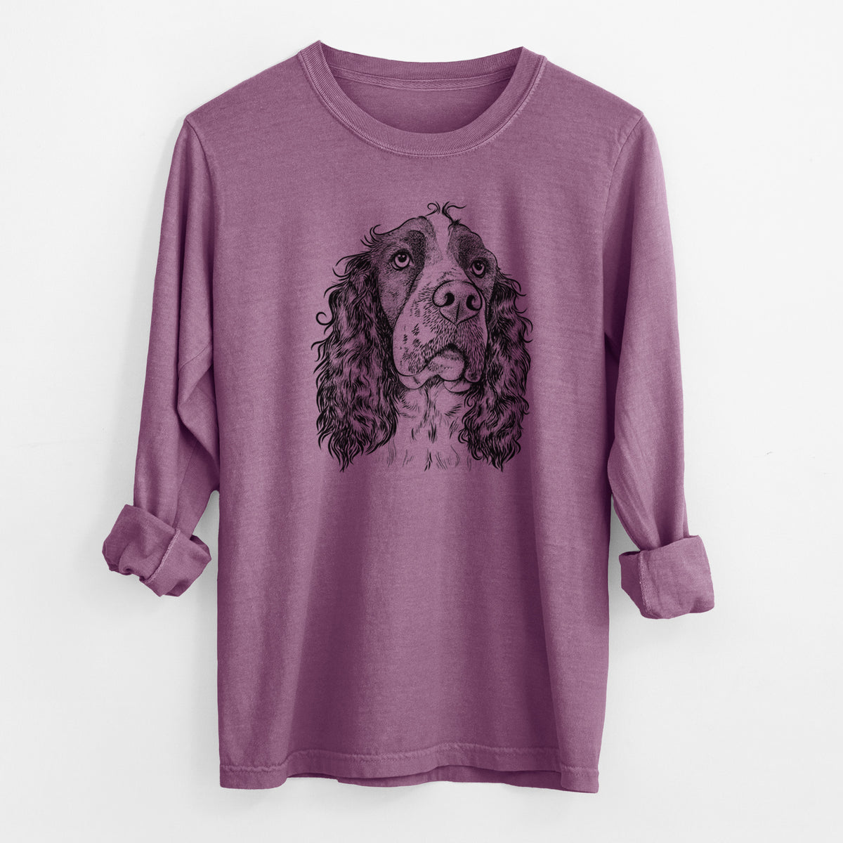 Bare Millie Mae the English Springer Spaniel - Men's Heavyweight 100% Cotton Long Sleeve