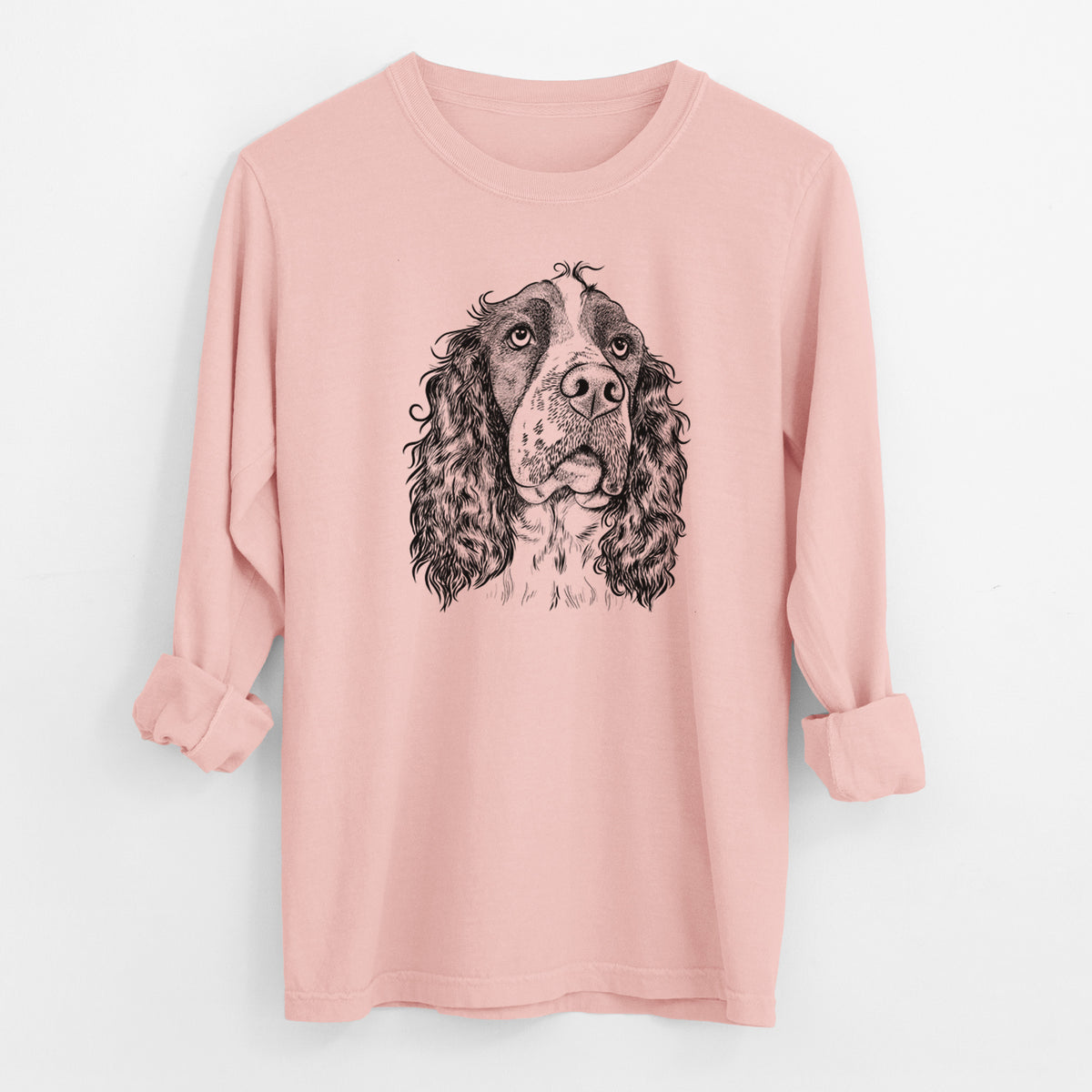 Bare Millie Mae the English Springer Spaniel - Men's Heavyweight 100% Cotton Long Sleeve