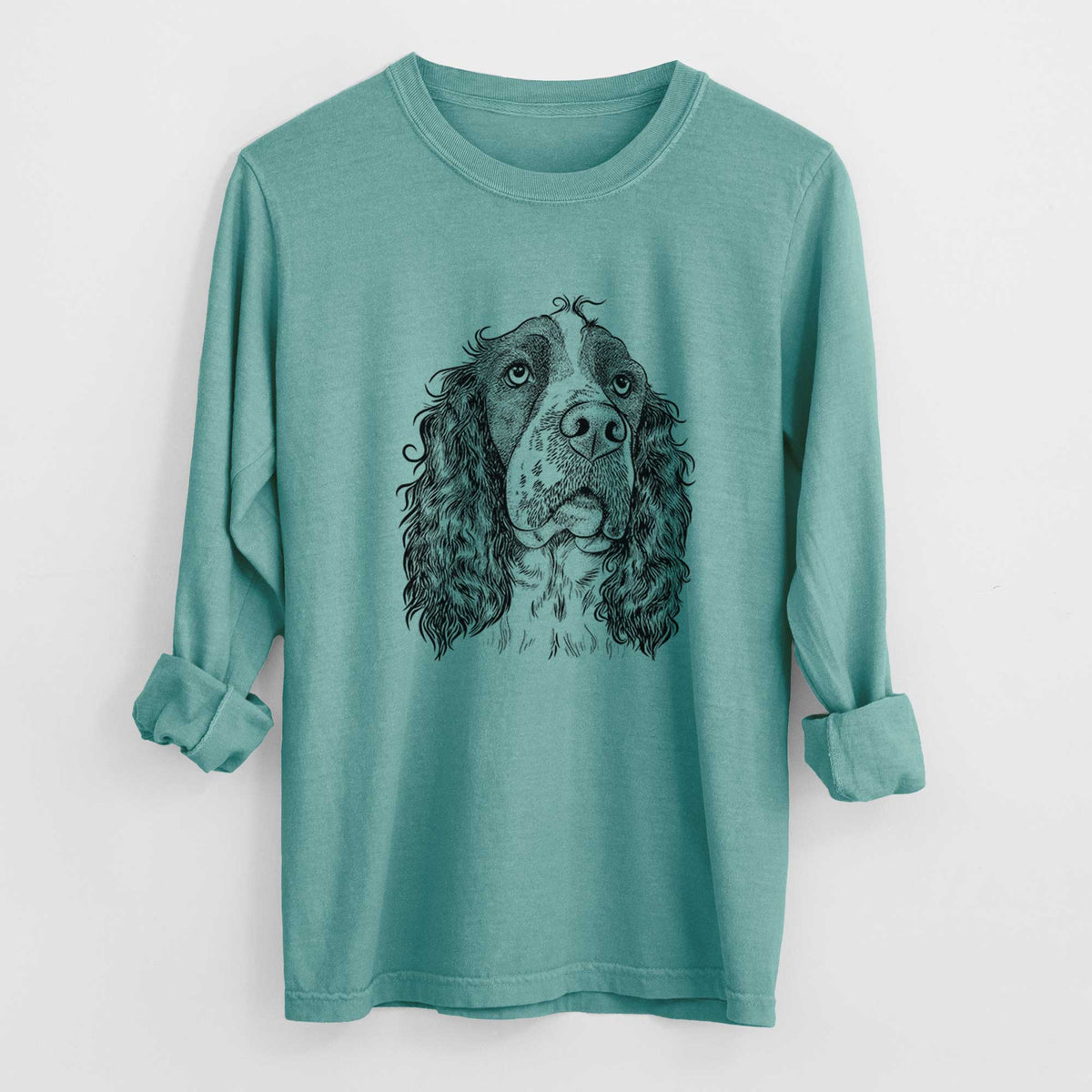 Bare Millie Mae the English Springer Spaniel - Men's Heavyweight 100% Cotton Long Sleeve