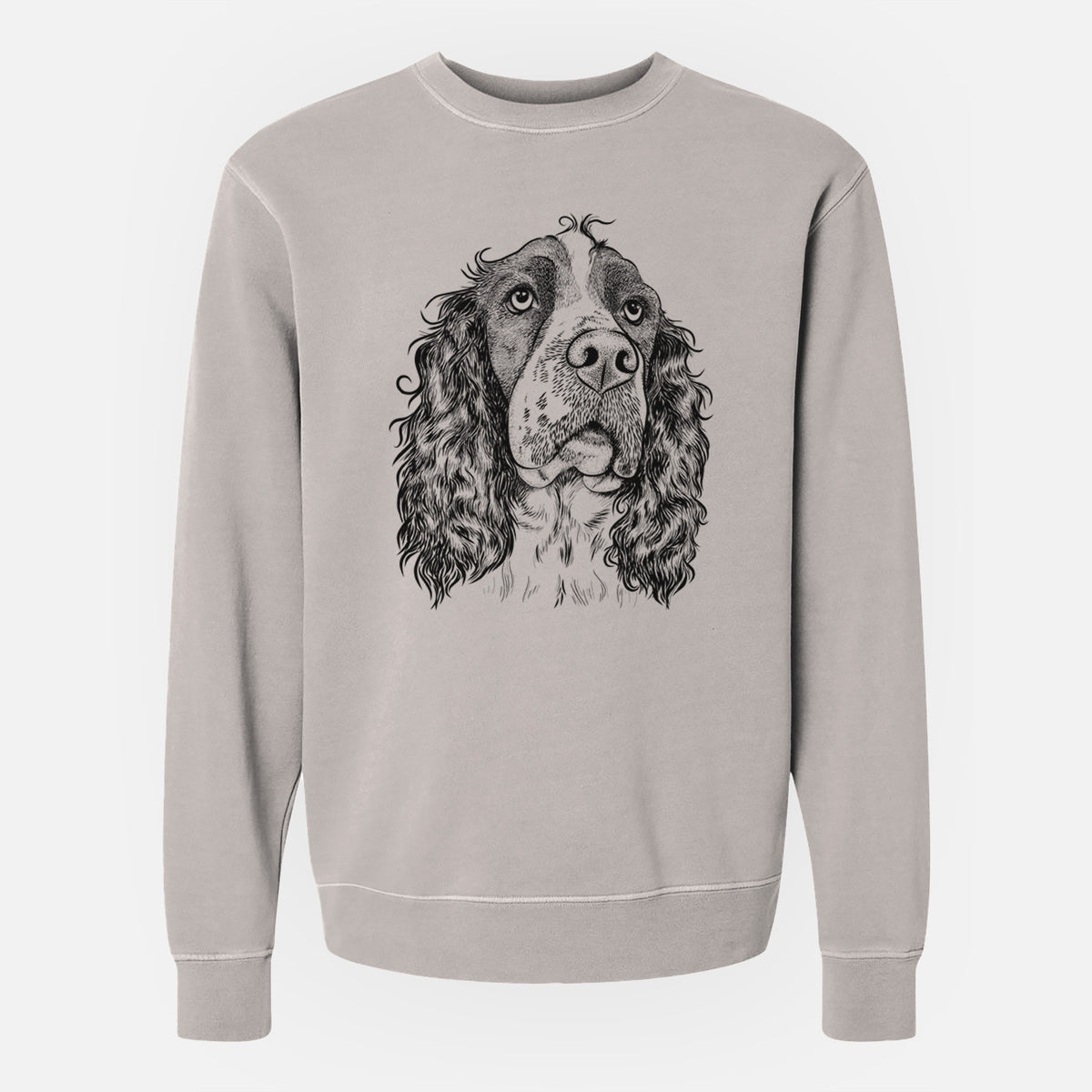 Bare Millie Mae the English Springer Spaniel - Unisex Pigment Dyed Crew Sweatshirt