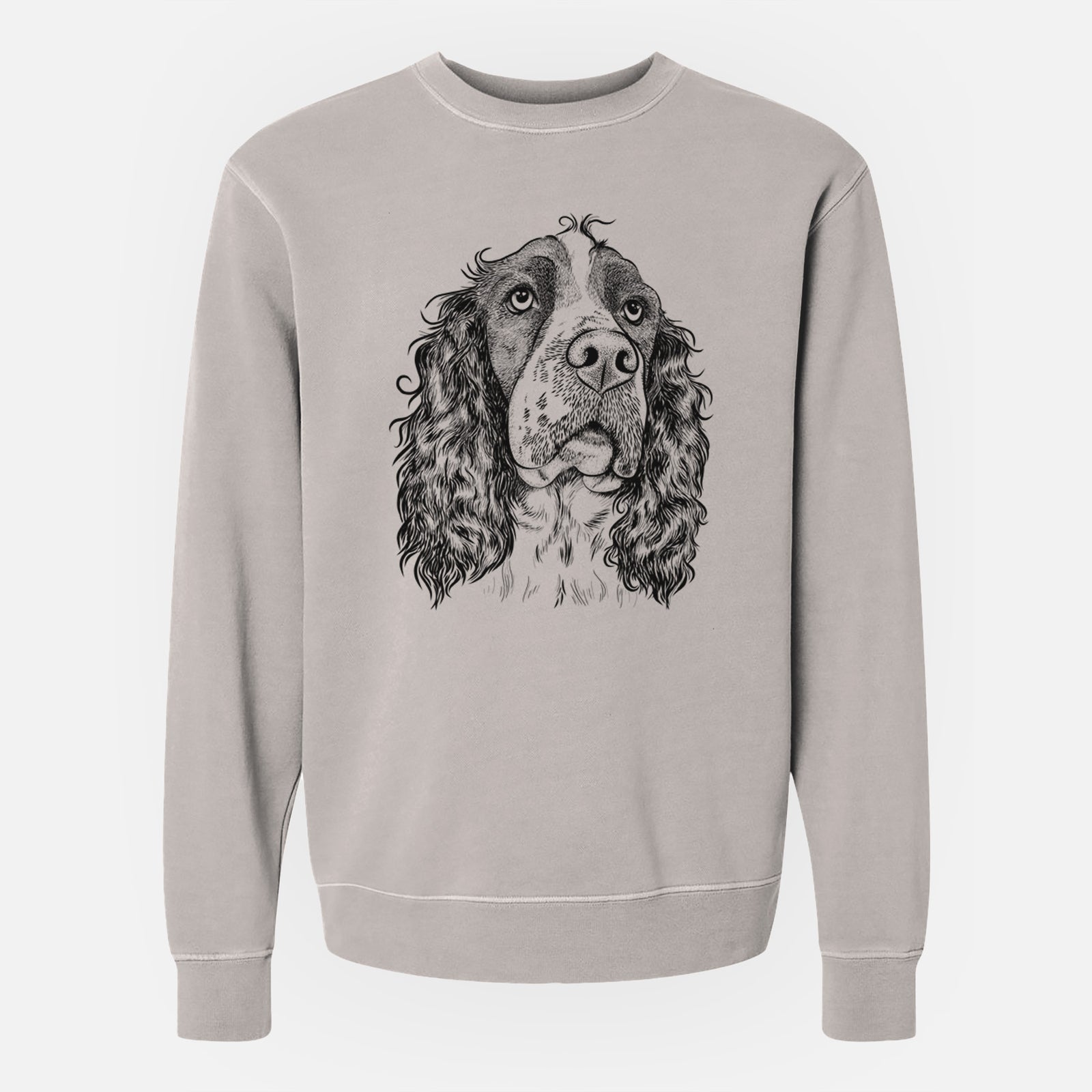 Bare Millie Mae the English Springer Spaniel - Unisex Pigment Dyed Crew Sweatshirt