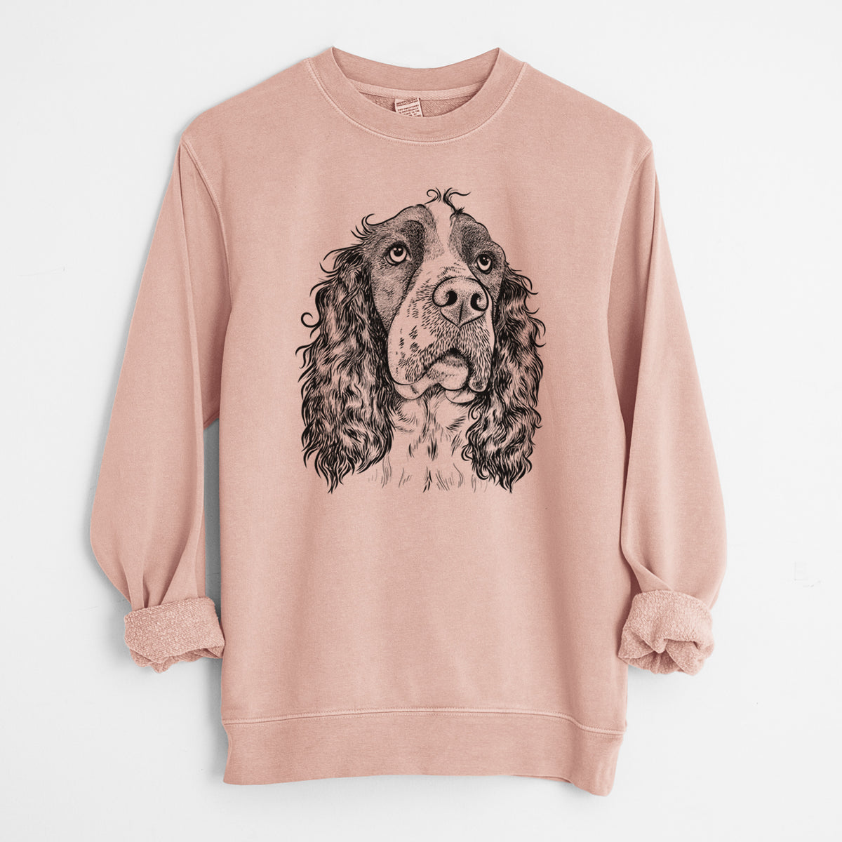 Bare Millie Mae the English Springer Spaniel - Unisex Pigment Dyed Crew Sweatshirt