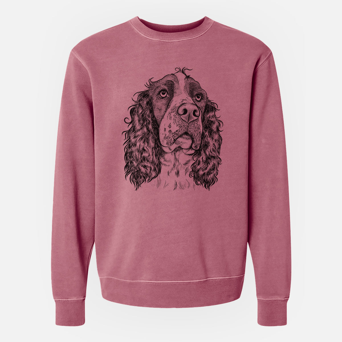 Bare Millie Mae the English Springer Spaniel - Unisex Pigment Dyed Crew Sweatshirt