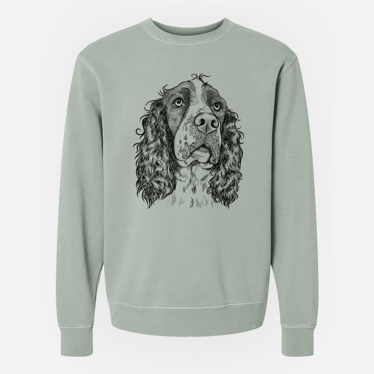 Bare Millie Mae the English Springer Spaniel - Unisex Pigment Dyed Crew Sweatshirt