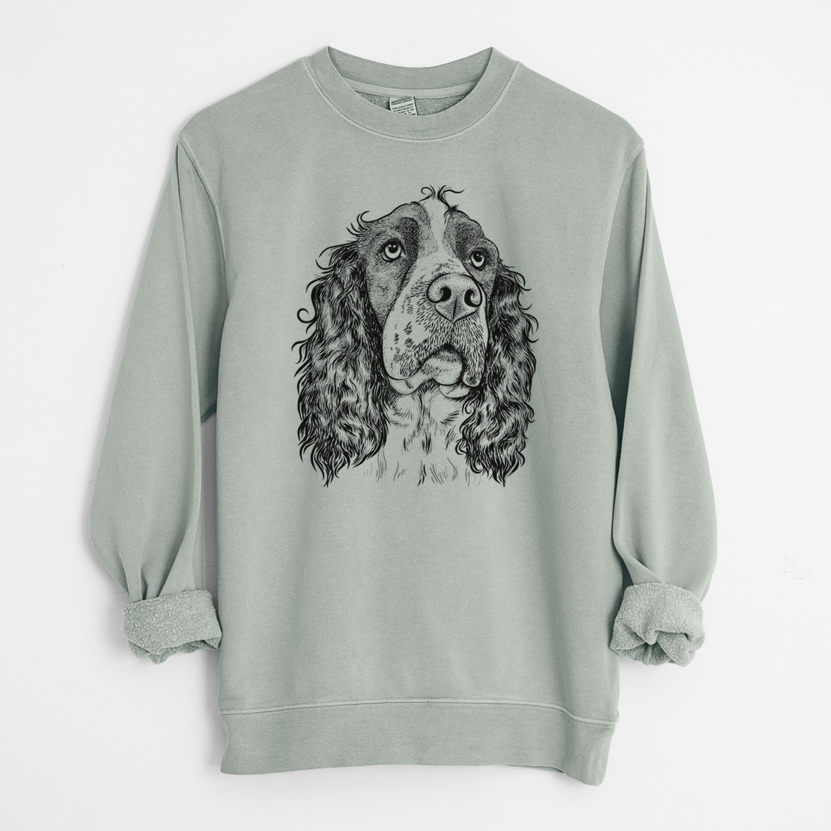 Bare Millie Mae the English Springer Spaniel - Unisex Pigment Dyed Crew Sweatshirt