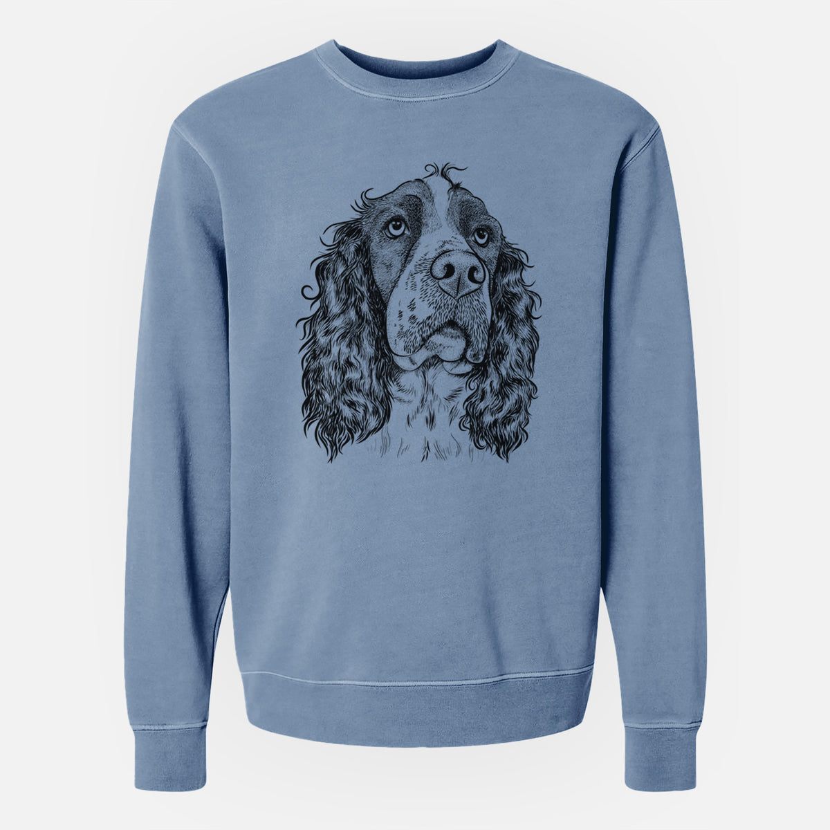 Bare Millie Mae the English Springer Spaniel - Unisex Pigment Dyed Crew Sweatshirt