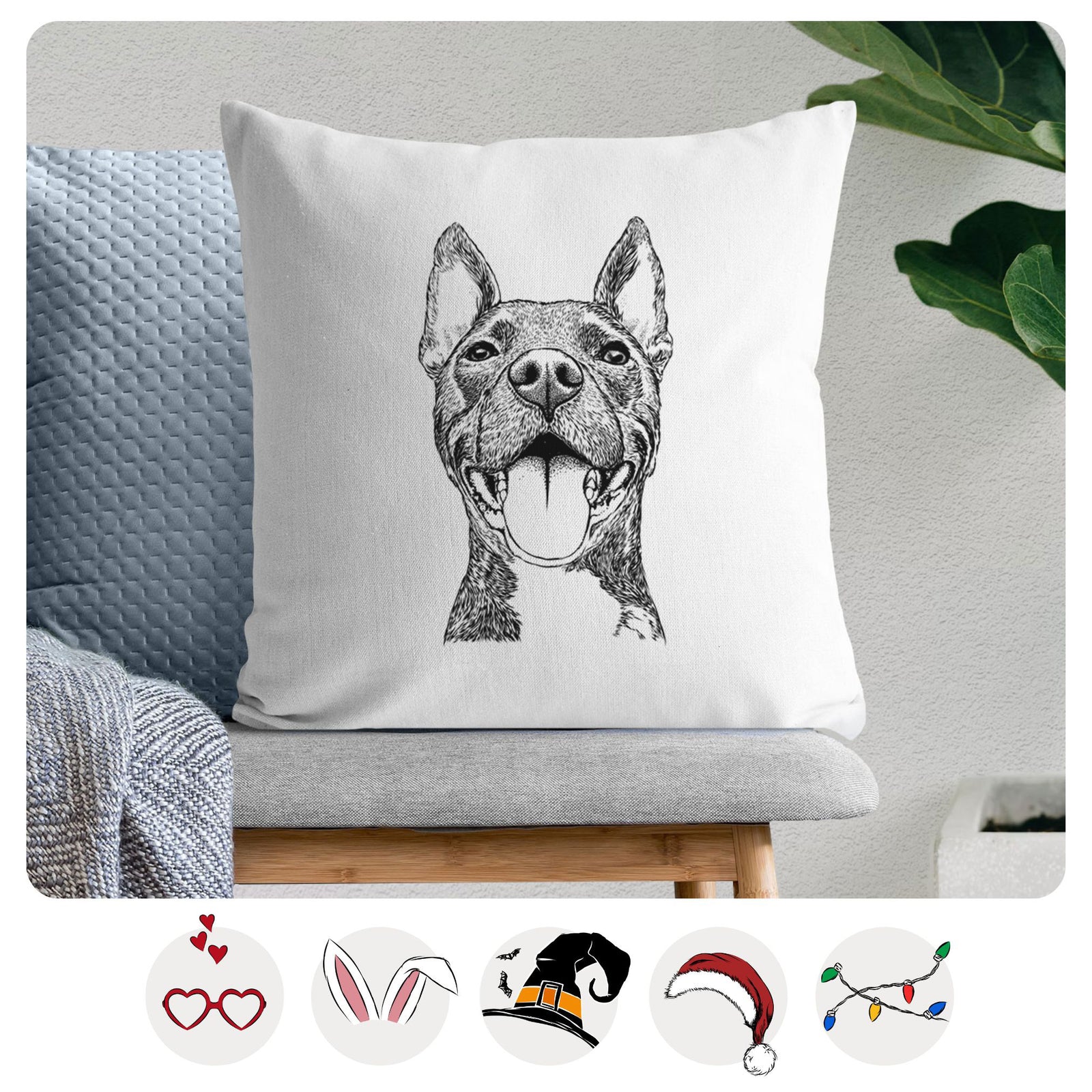 Milo the Pitbull Mix - Throw Pillow Cover