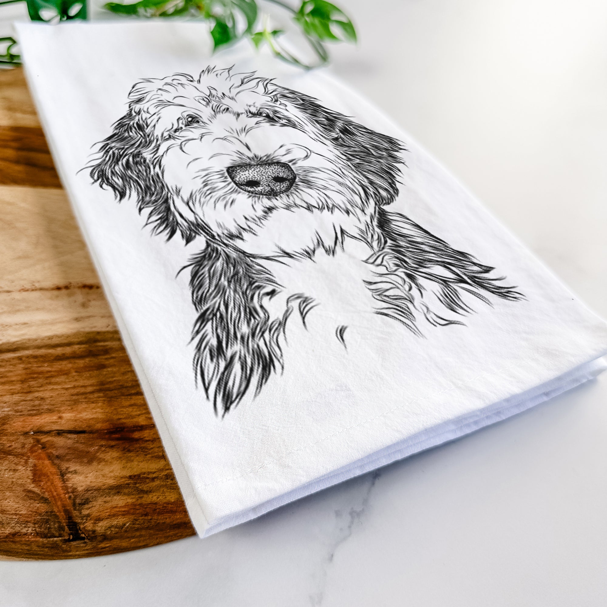 Milo Fluff the Sheepadoodle Tea Towel