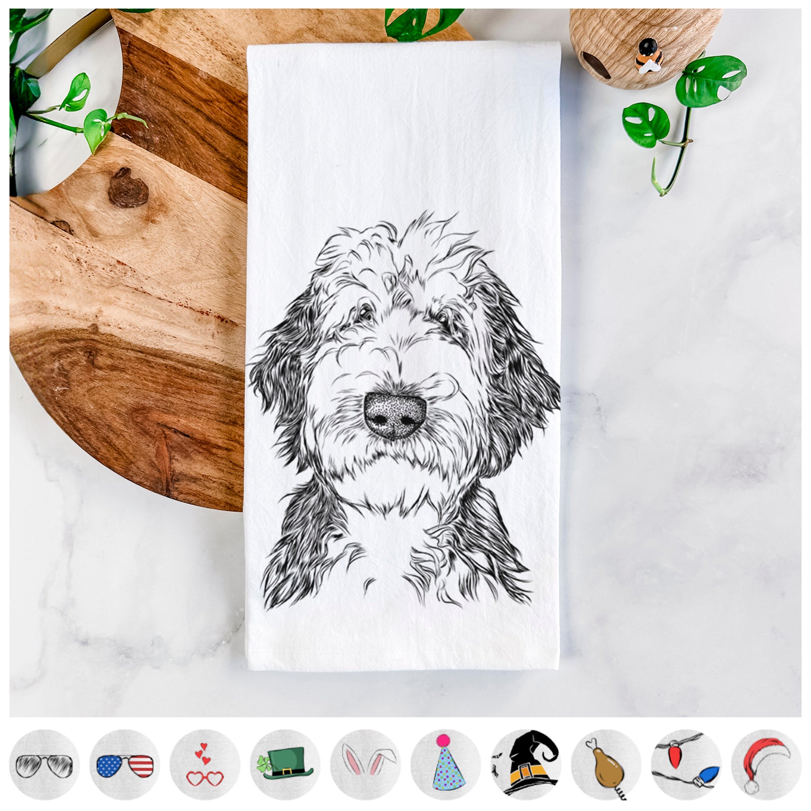 Milo Fluff the Sheepadoodle Tea Towel