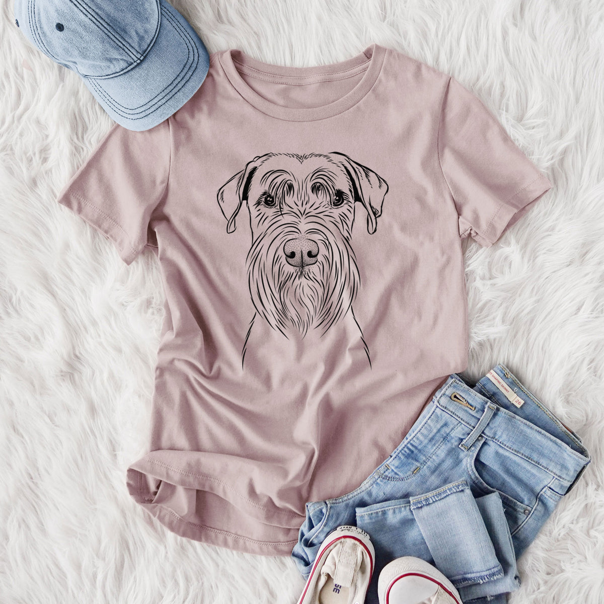 Bare Milton the Schnauzer - Women's Lightweight Relaxed Fit 100% Cotton Crewneck