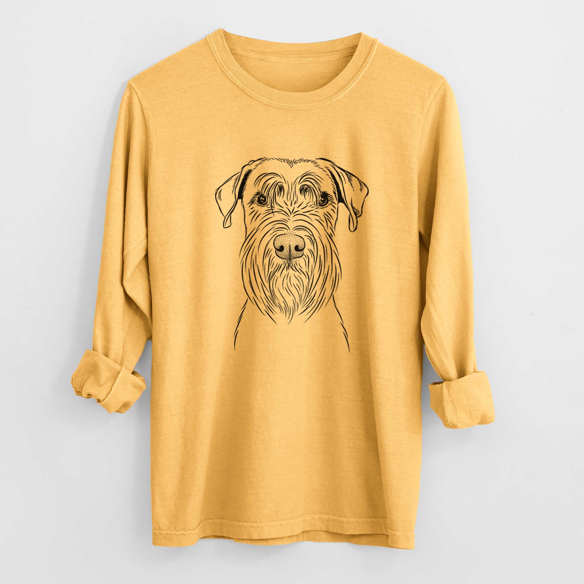 Bare Milton the Schnauzer - Men's Heavyweight 100% Cotton Long Sleeve