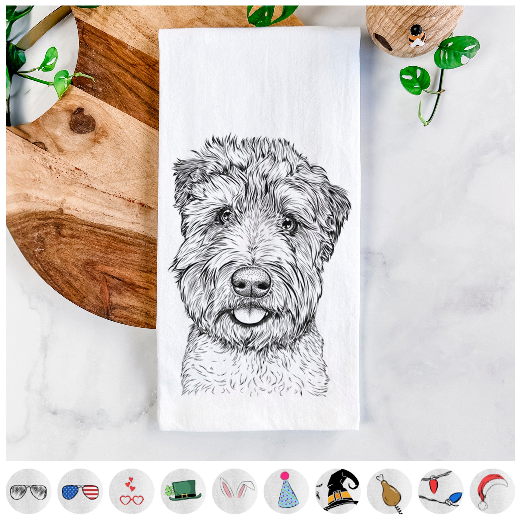 Milton the Soft Coated Wheaten Terrier Tea Towel