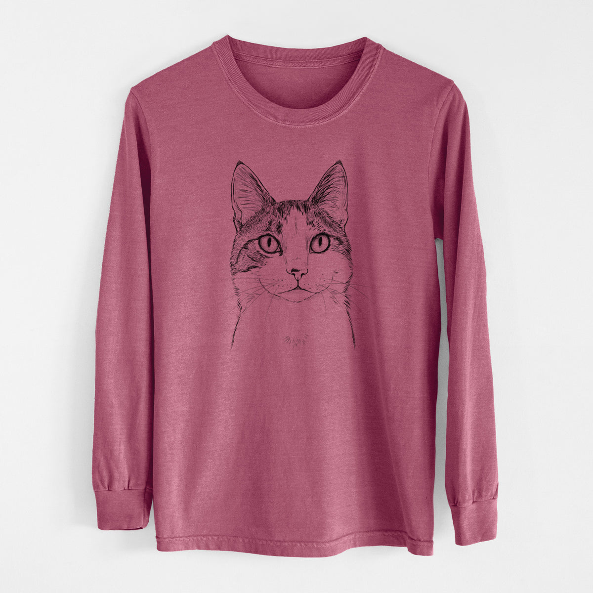 Bare Mini Griffin the Domestic Shorthair Cat - Men's Heavyweight 100% Cotton Long Sleeve