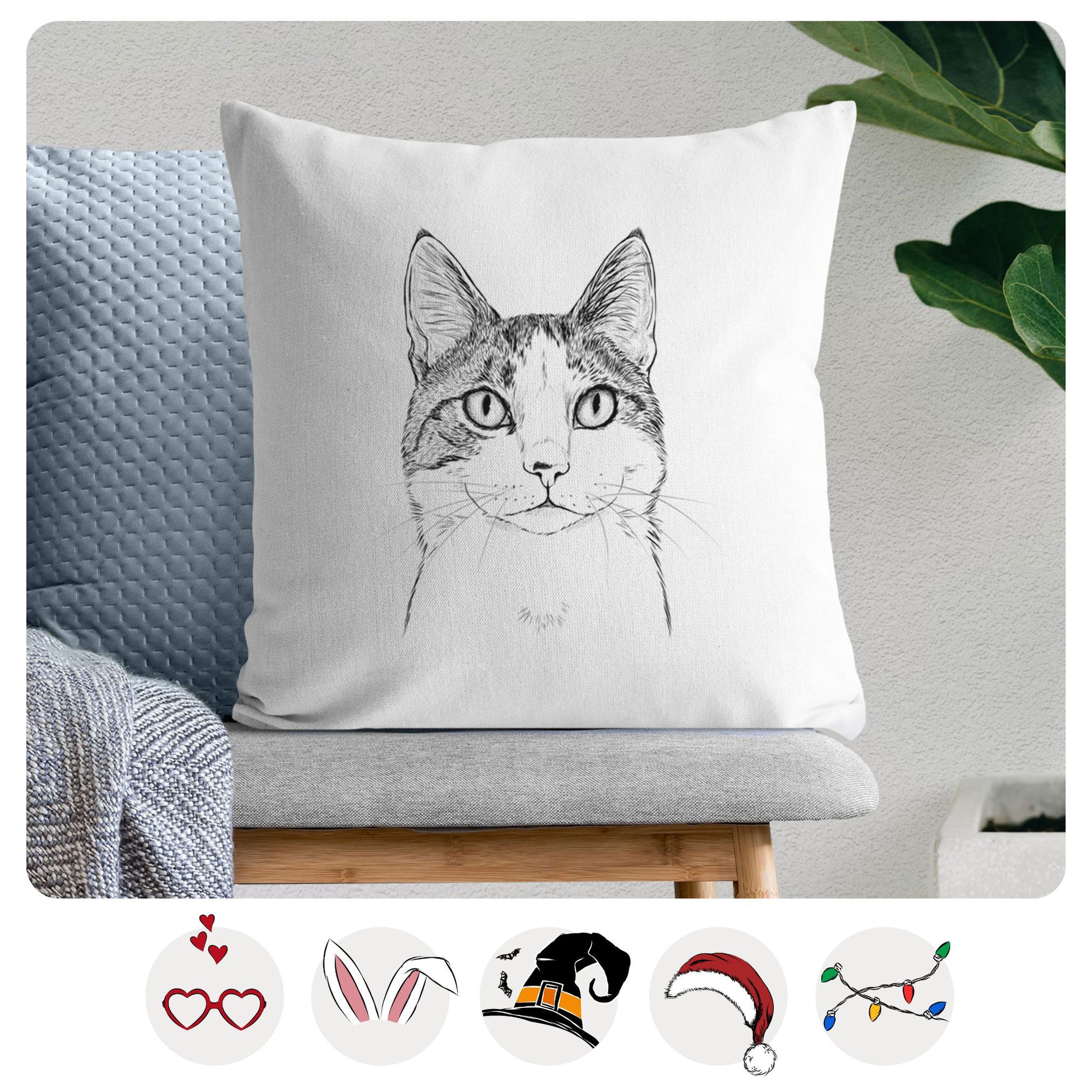 Mini Griffin the Domestic Shorthair Cat - Throw Pillow Cover