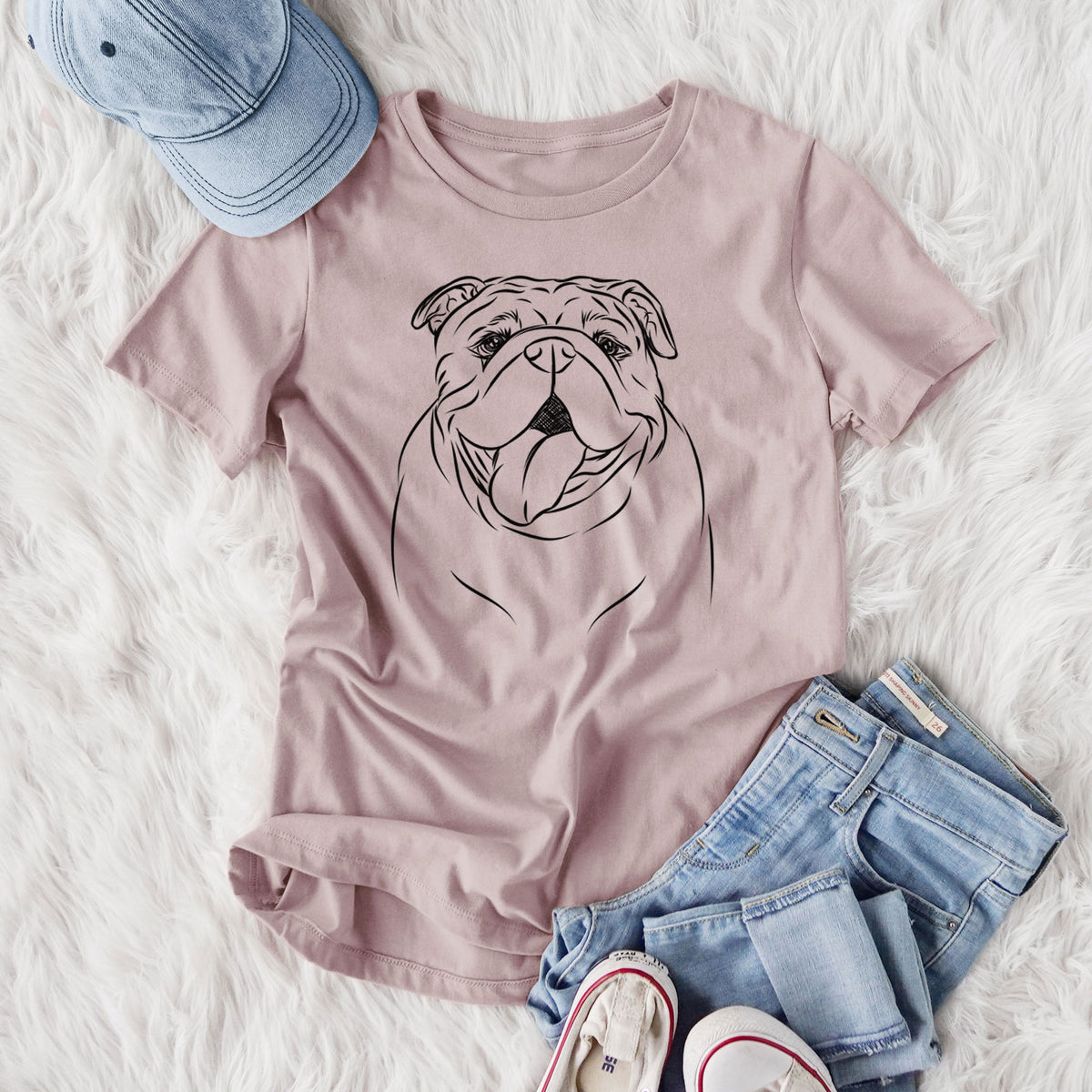 Bare Missy Moo the English Bulldog - Women's Lightweight Relaxed Fit 100% Cotton Crewneck