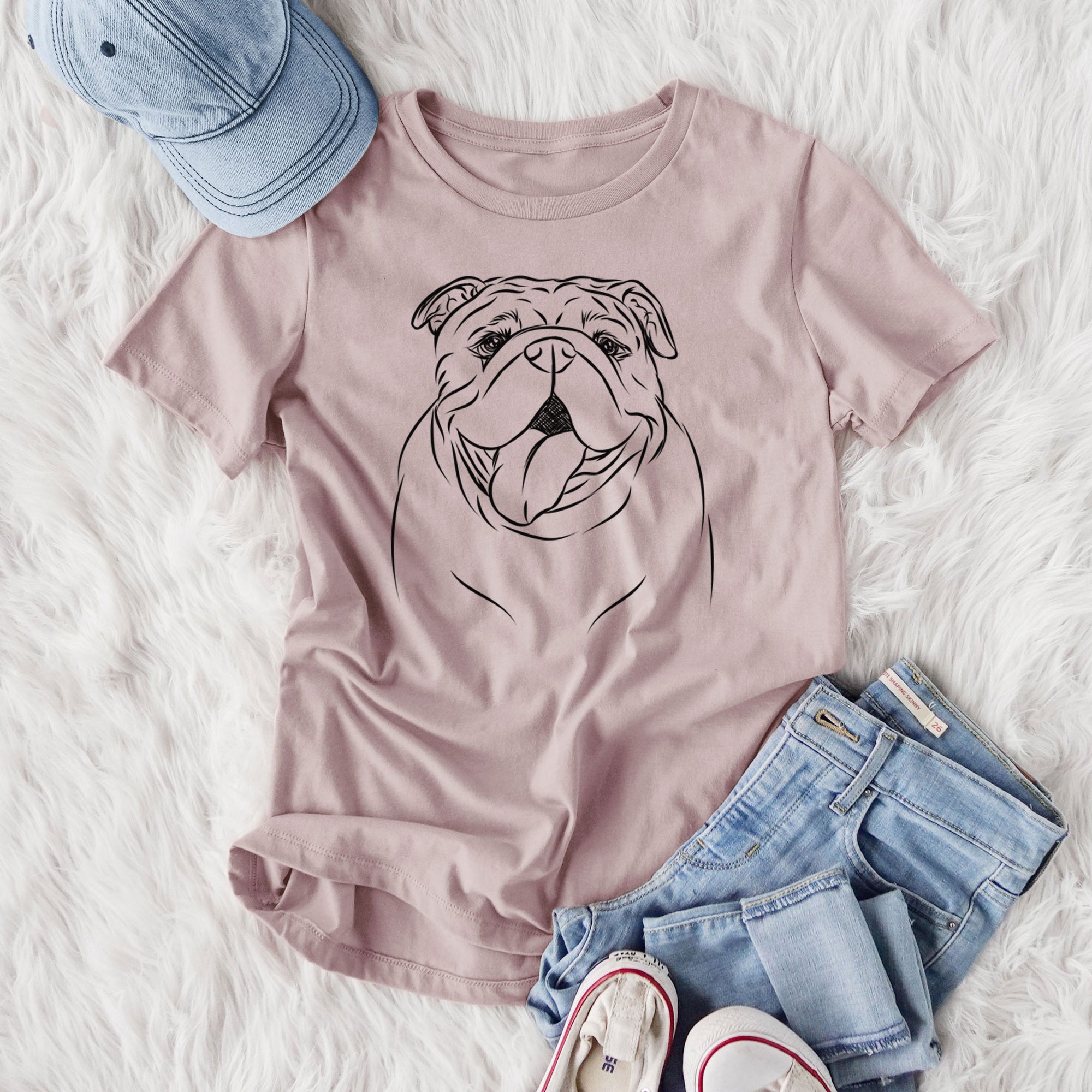 Bare Missy Moo the English Bulldog - Women's Lightweight Relaxed Fit 100% Cotton Crewneck