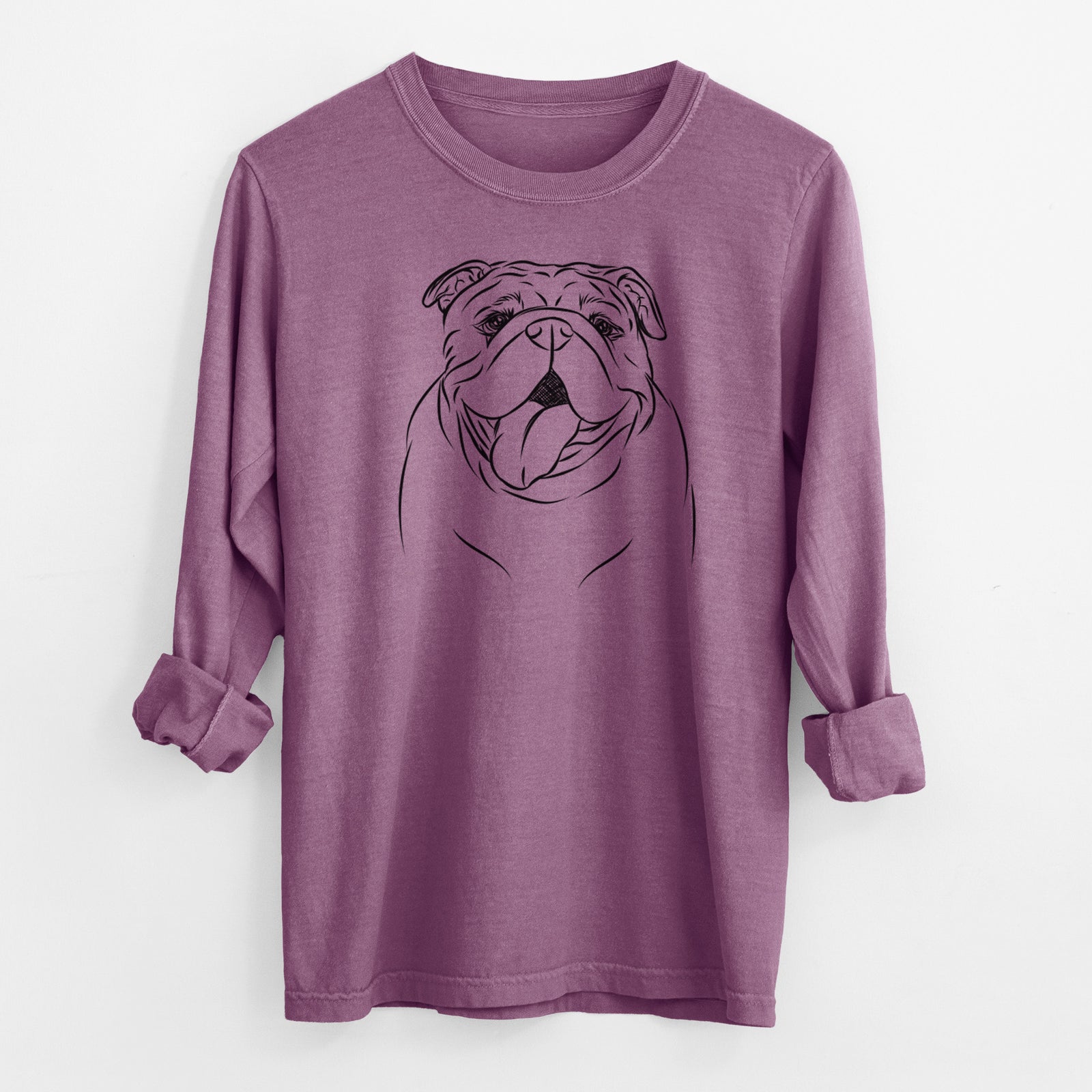 Bare Missy Moo the English Bulldog - Men's Heavyweight 100% Cotton Long Sleeve