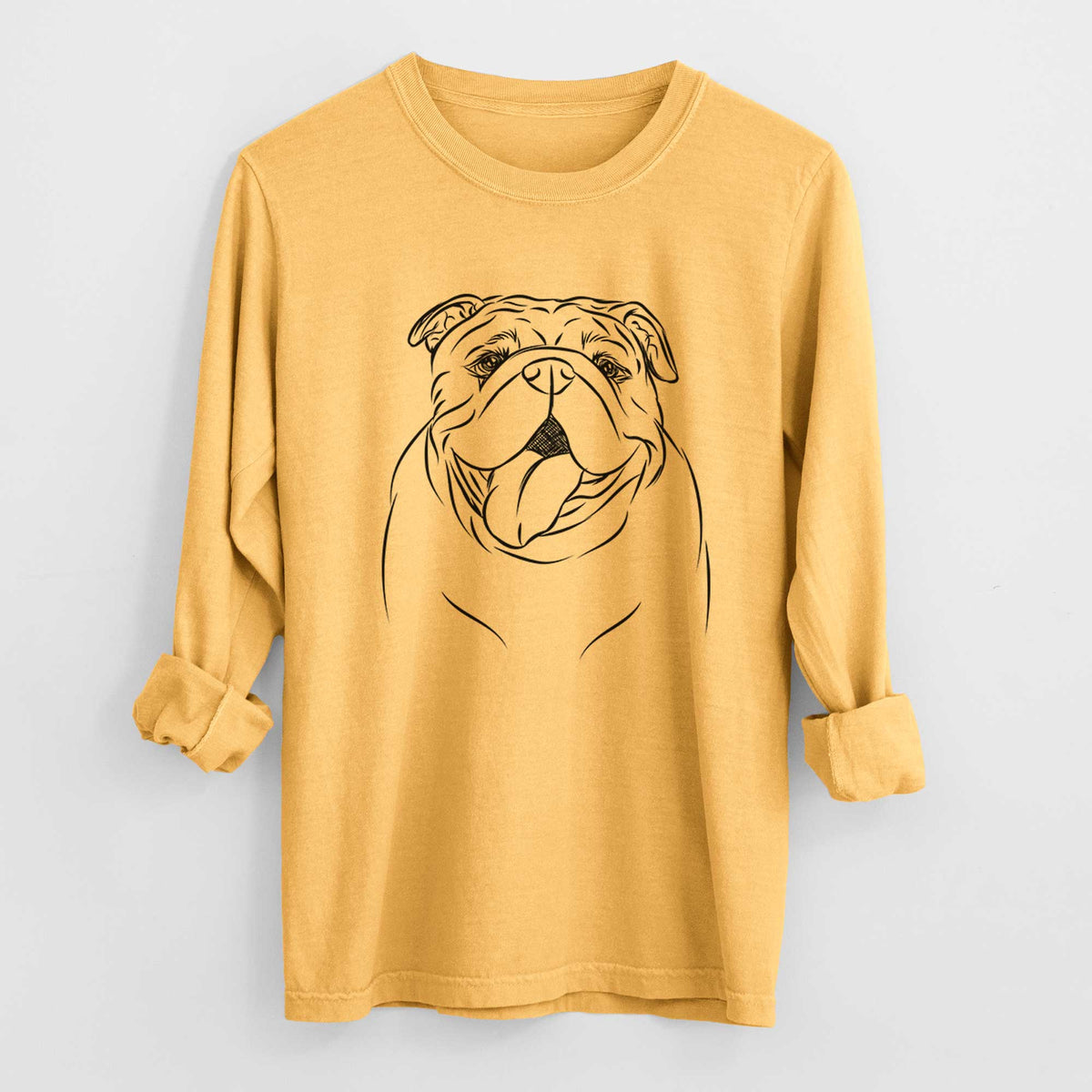 Bare Missy Moo the English Bulldog - Men's Heavyweight 100% Cotton Long Sleeve