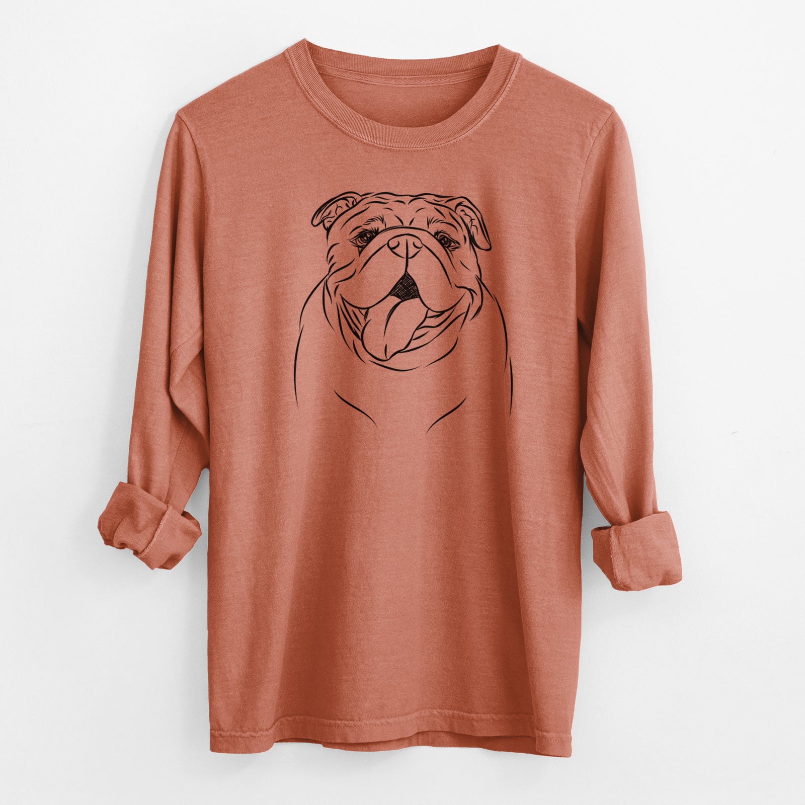 Bare Missy Moo the English Bulldog - Men's Heavyweight 100% Cotton Long Sleeve
