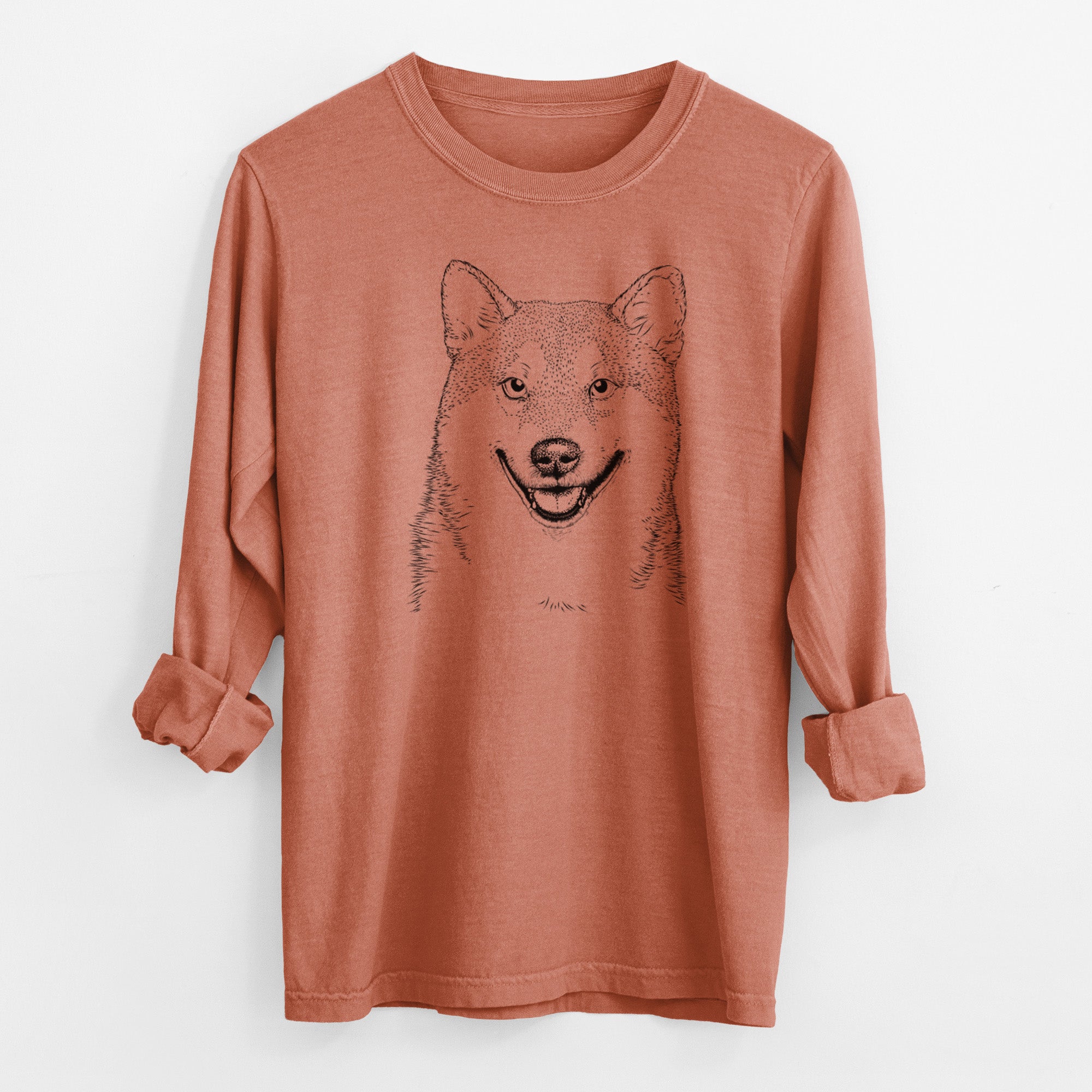 Bare Mitsu the Shiba Inu - Men's Heavyweight 100% Cotton Long Sleeve